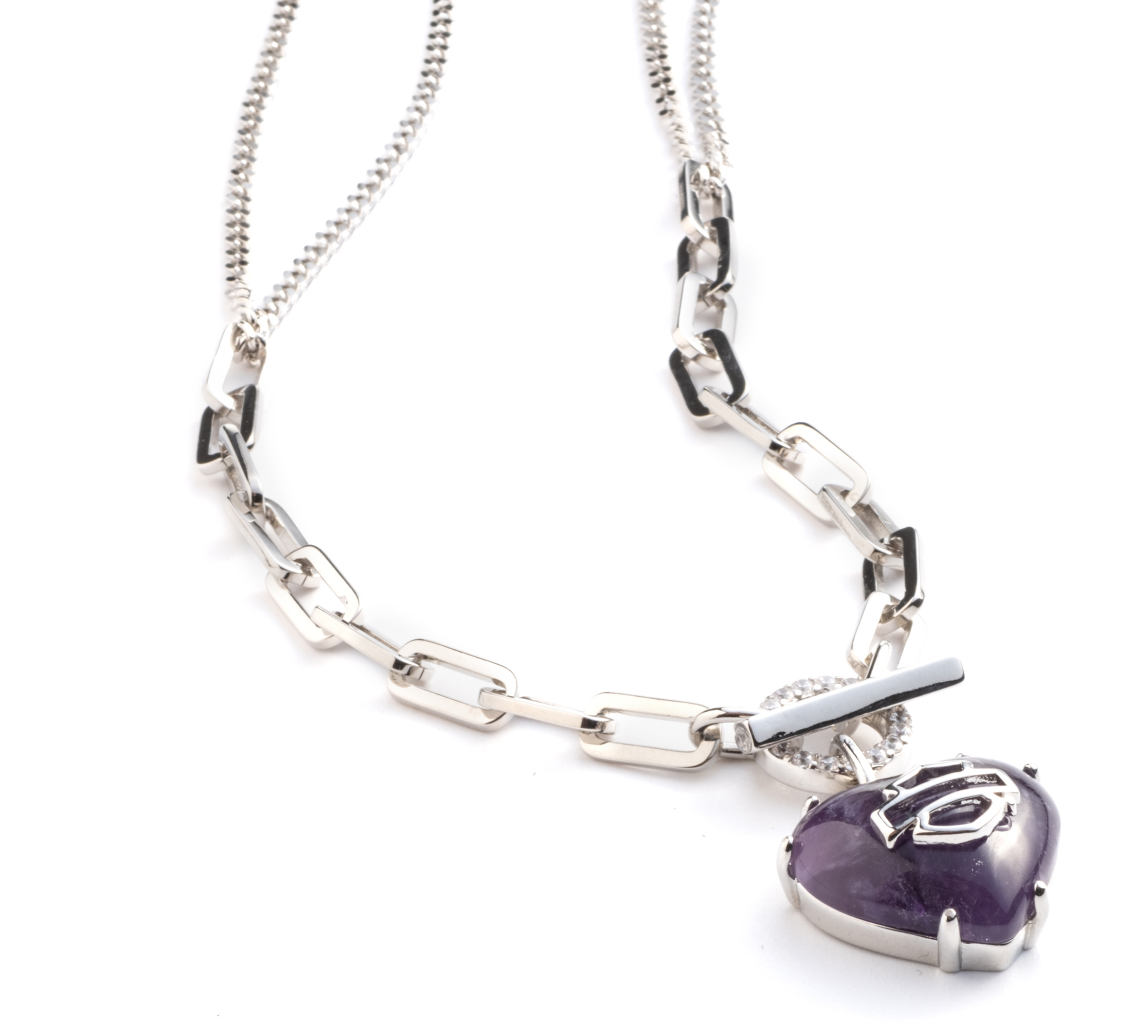 Women's 24" Amethyst Heart Necklace