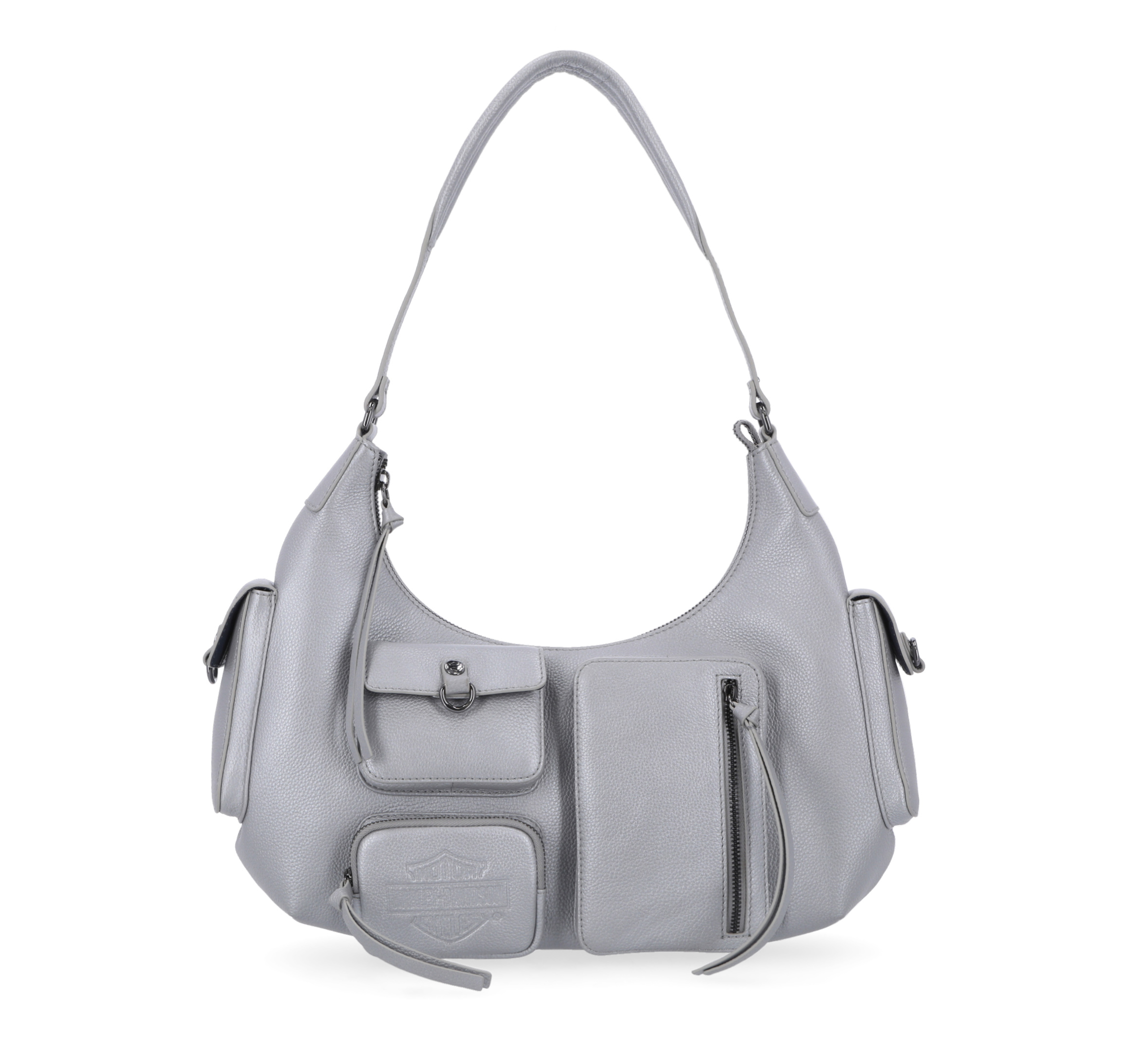 Utilitarian Pebble Leather Hobo Bag