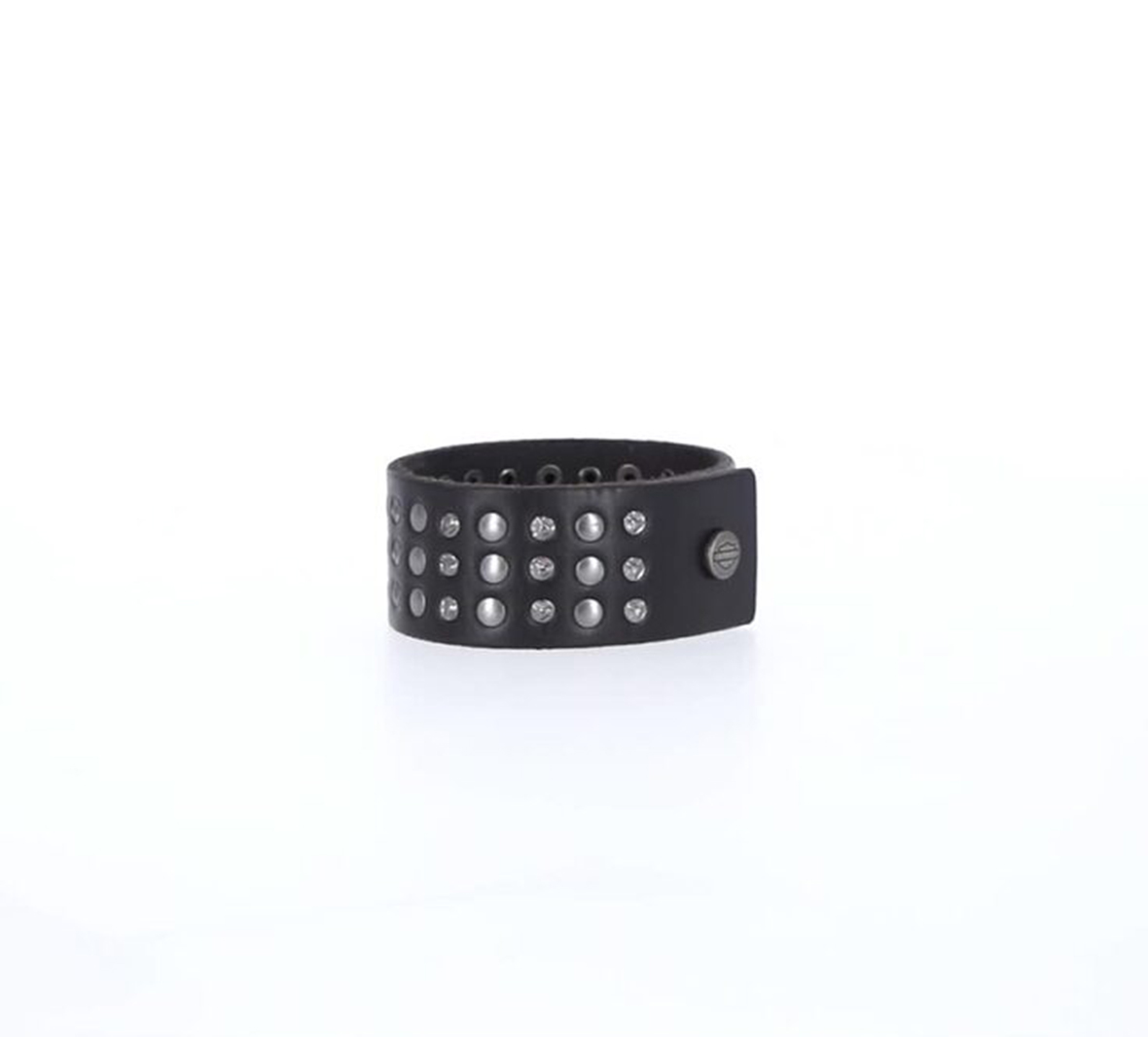 Triple Row Stud Leather Cuff L/XL Black
