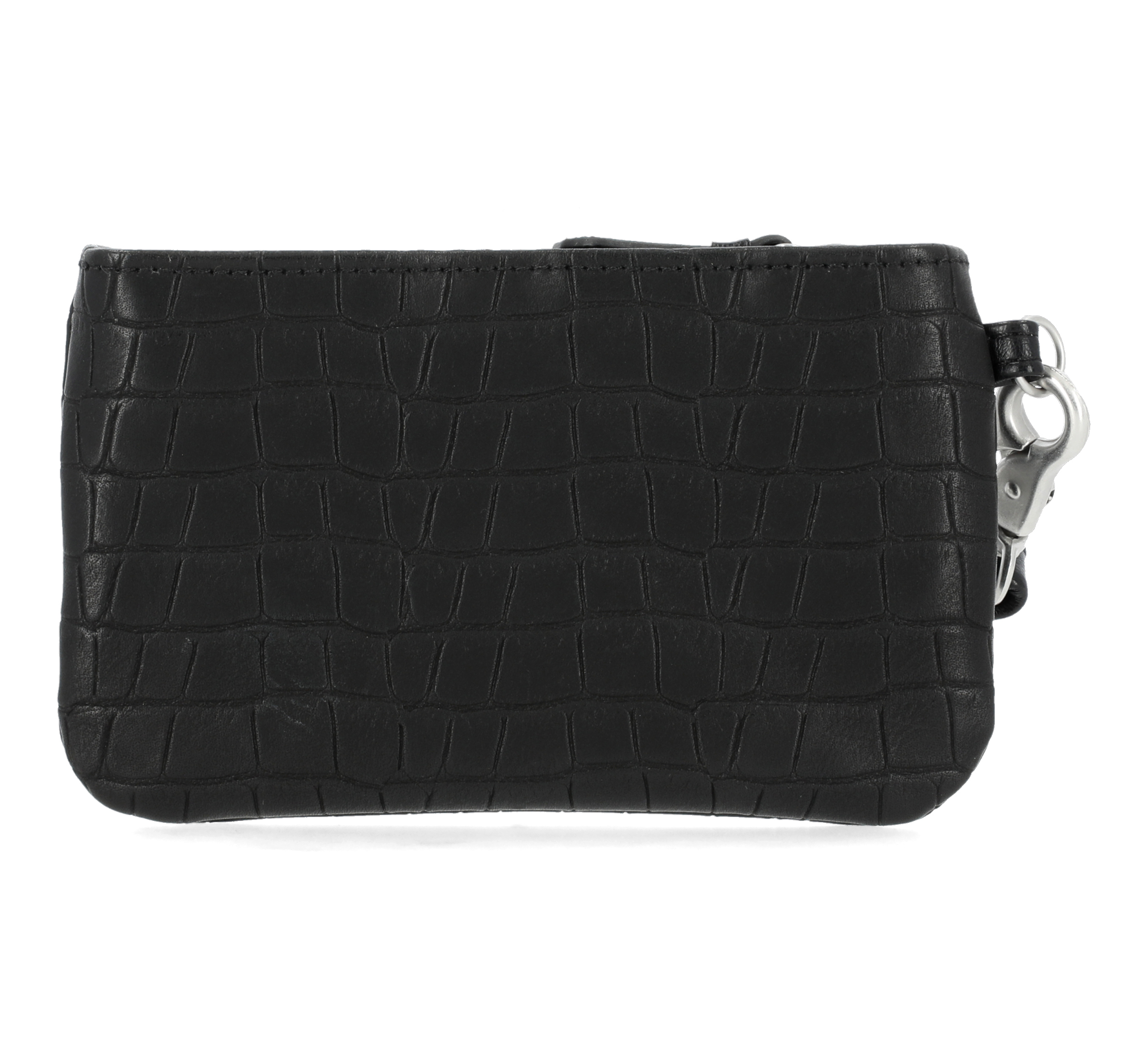 Croco Bar & Shield Coin Case With Wristlet