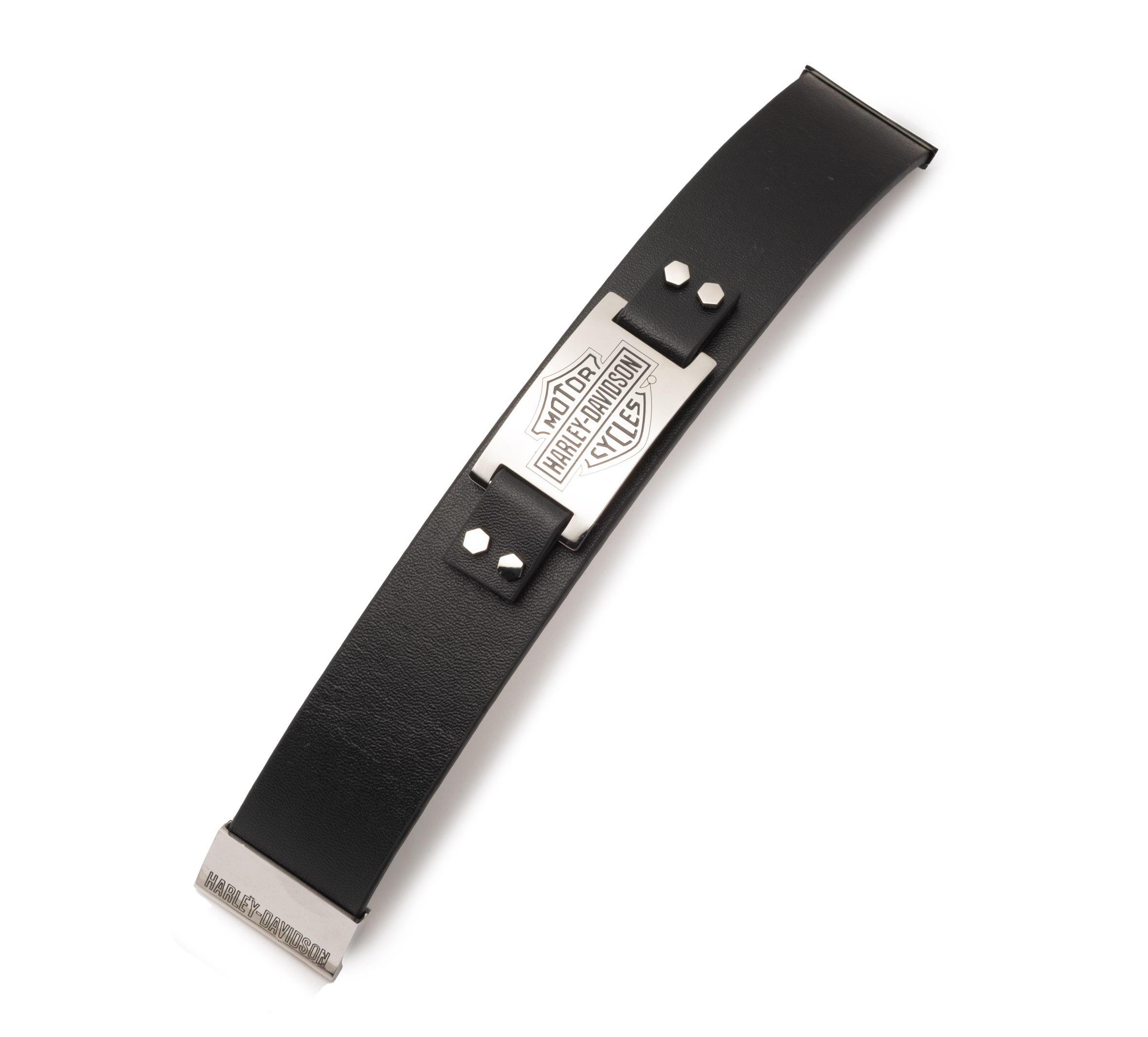 Men's 9" Bar & Shield Plate Thick Leather Cuff Bracelet