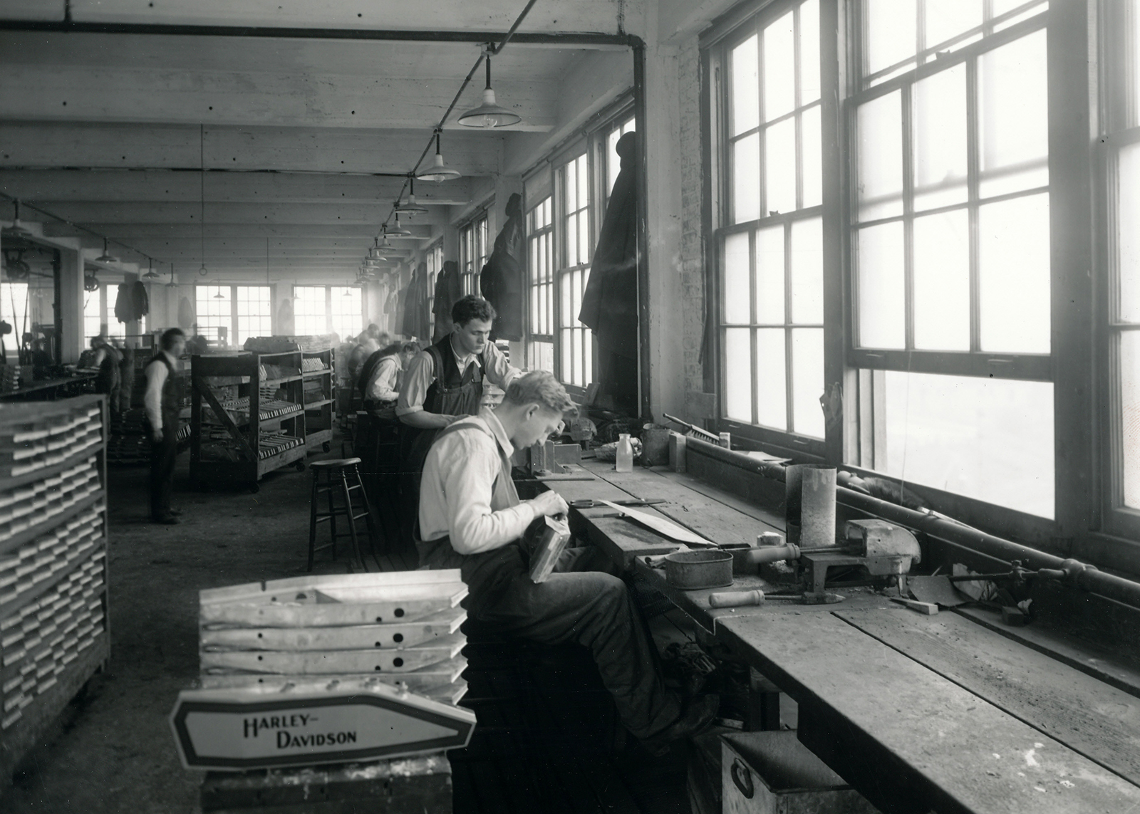 People working in a manufacturing facility