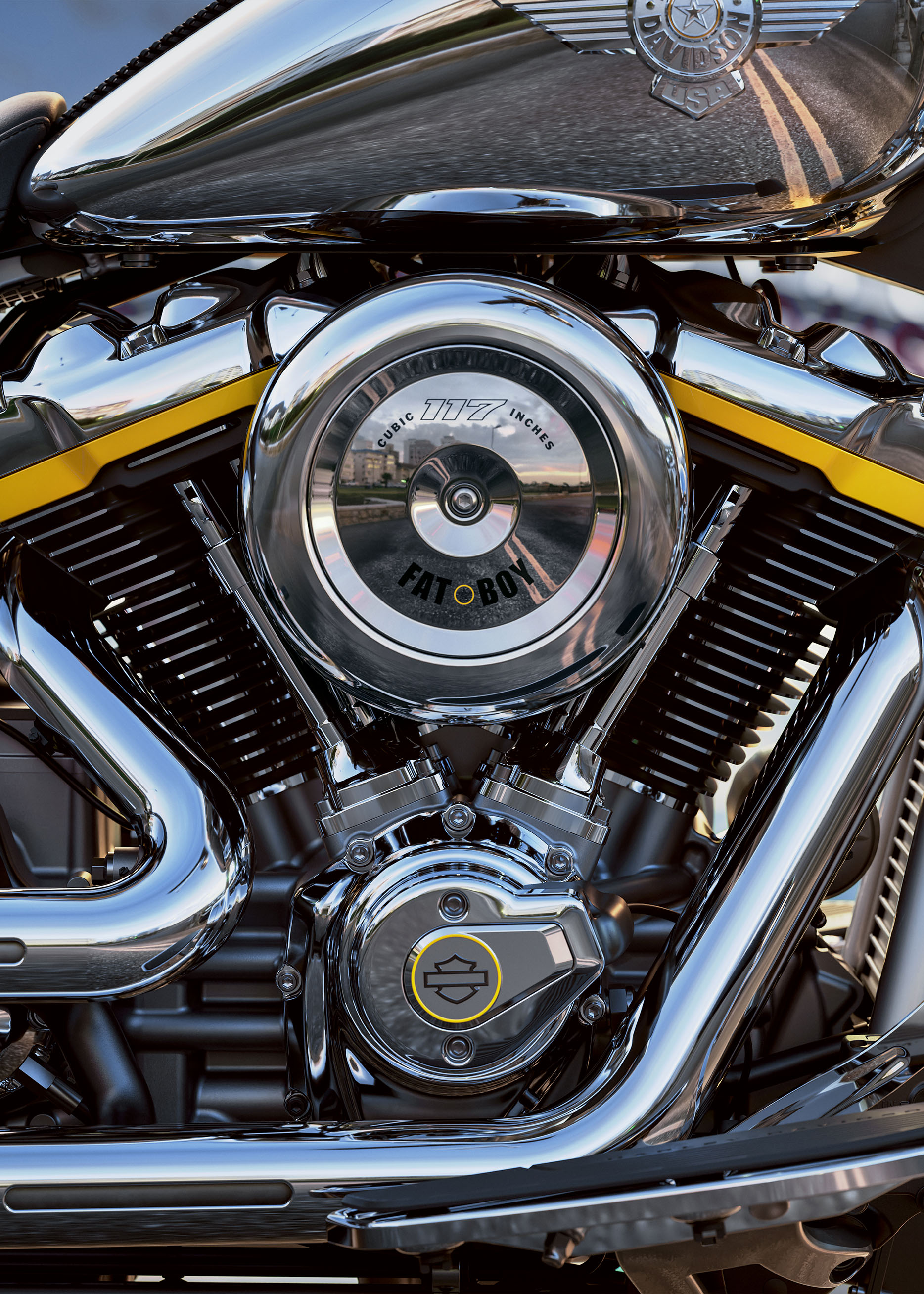 2025 Fat Boy Gray Ghost close up of engine block