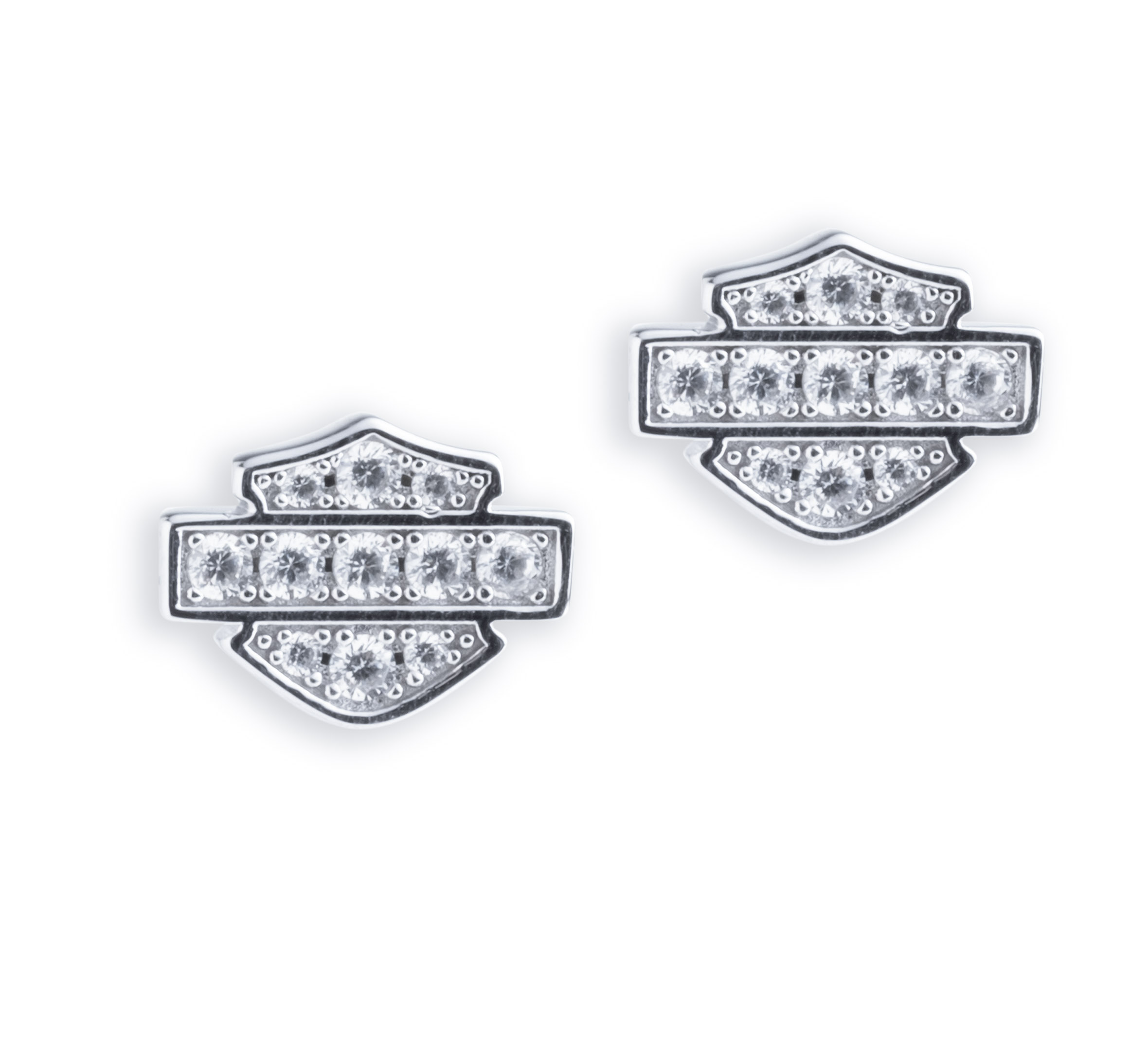 Women's Bling Post Bar & Shield Sterling Silver Stud Earrings