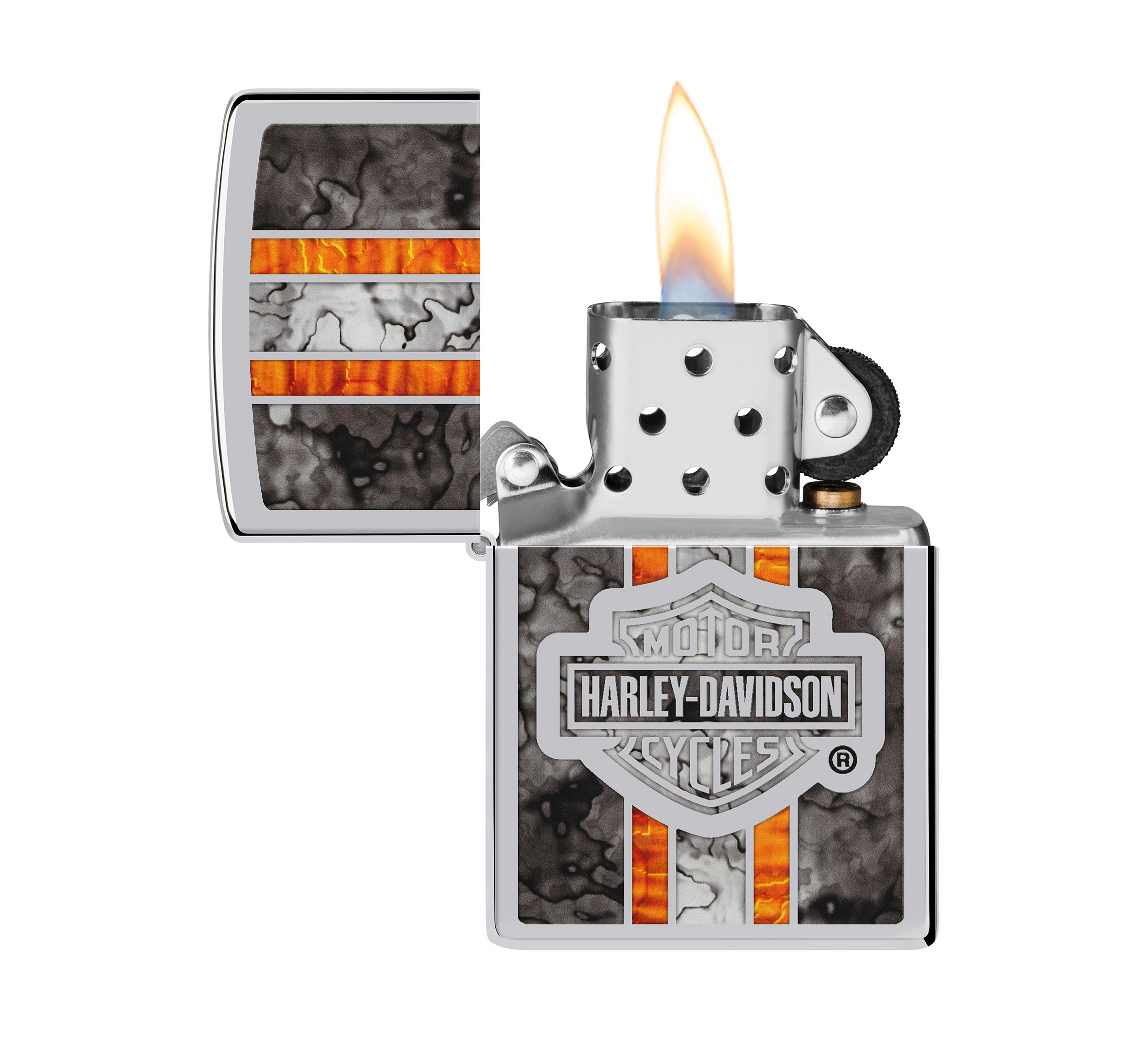 Harley-Davidson Bar & Shield Fusion High Polish Chrome Windproof Lighter