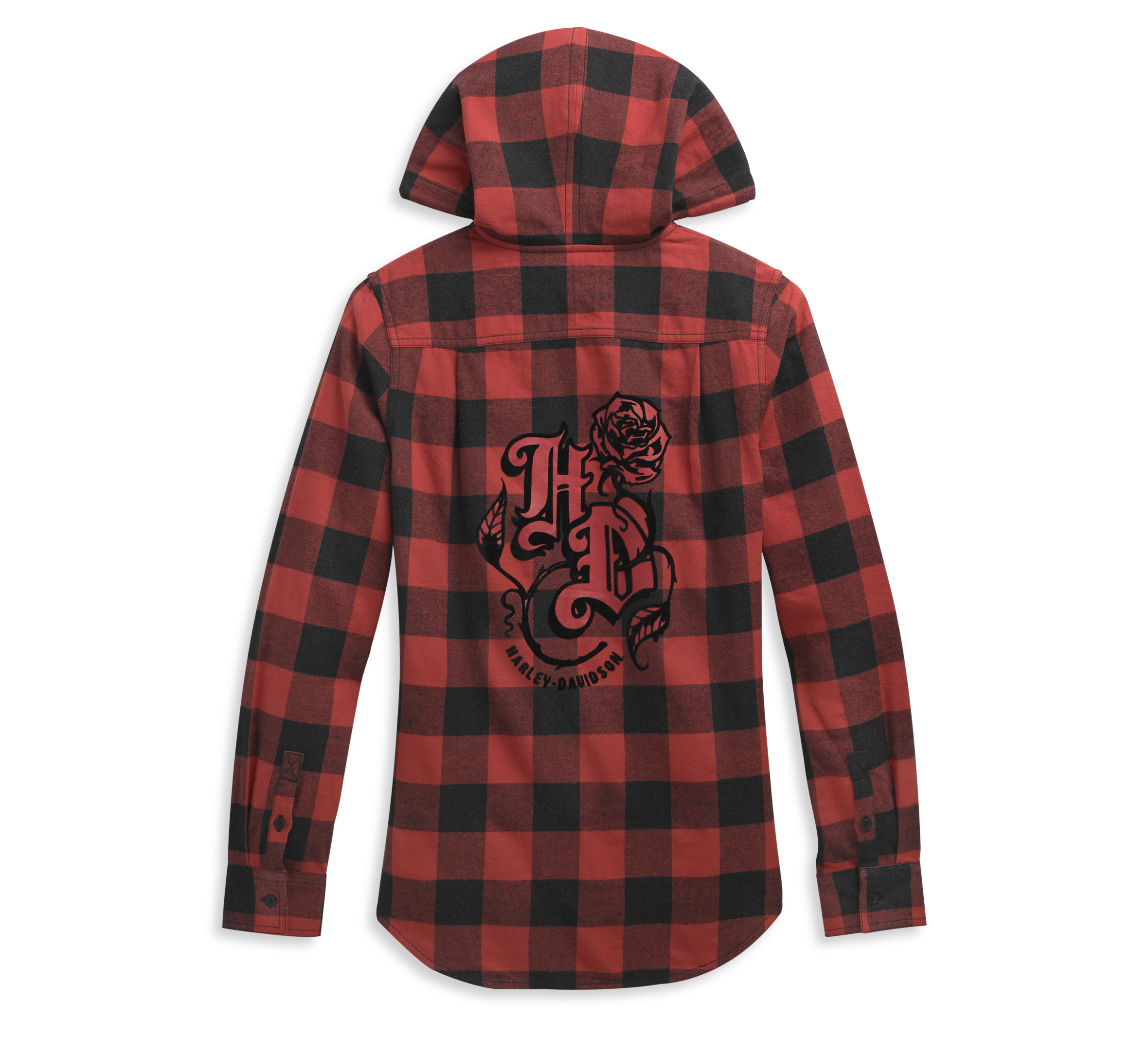 Women's Roses Hooded Plaid Shirt