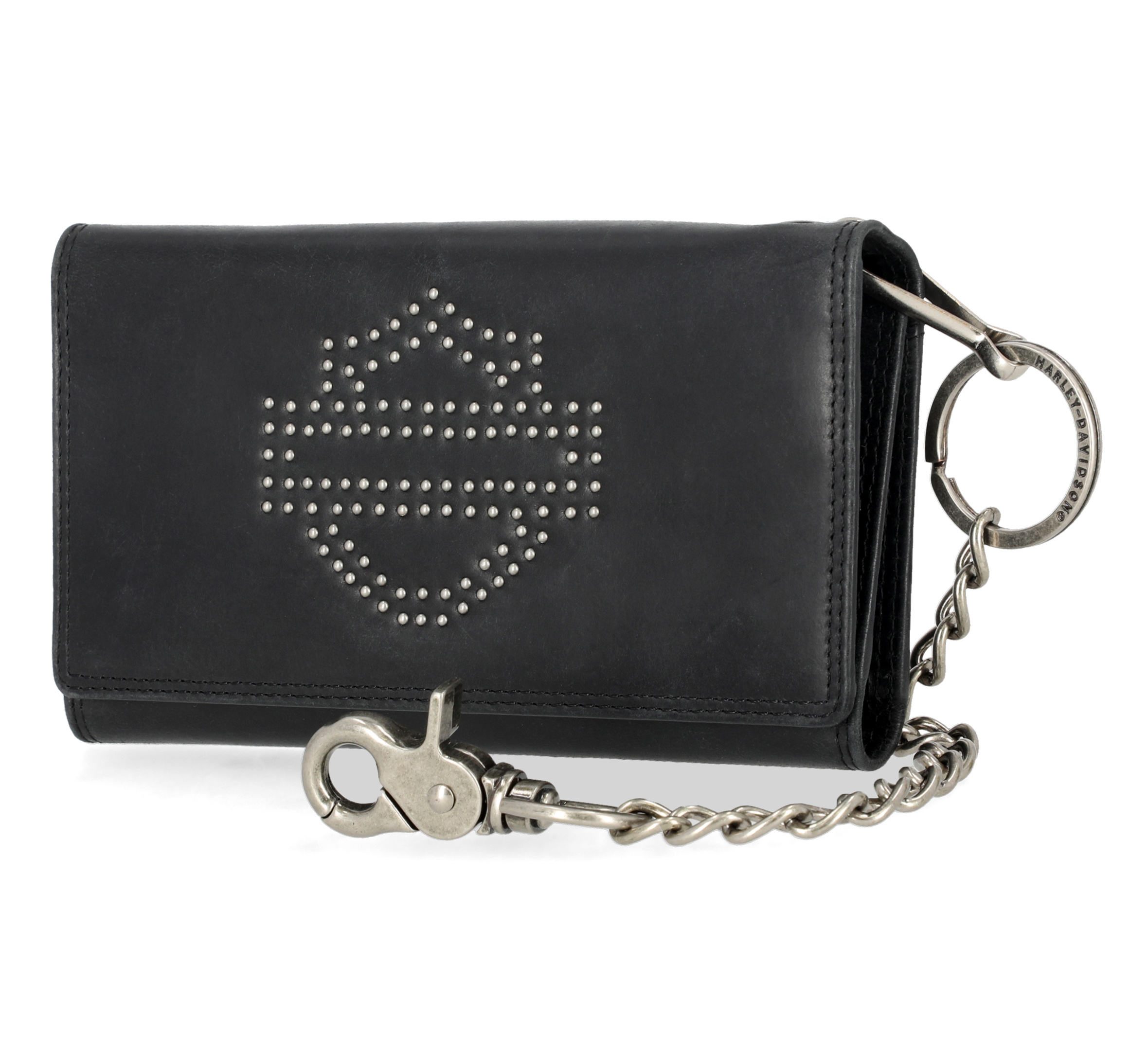 Nailhead Open Bar & Shield Trucket Wallet with Chain | Harley