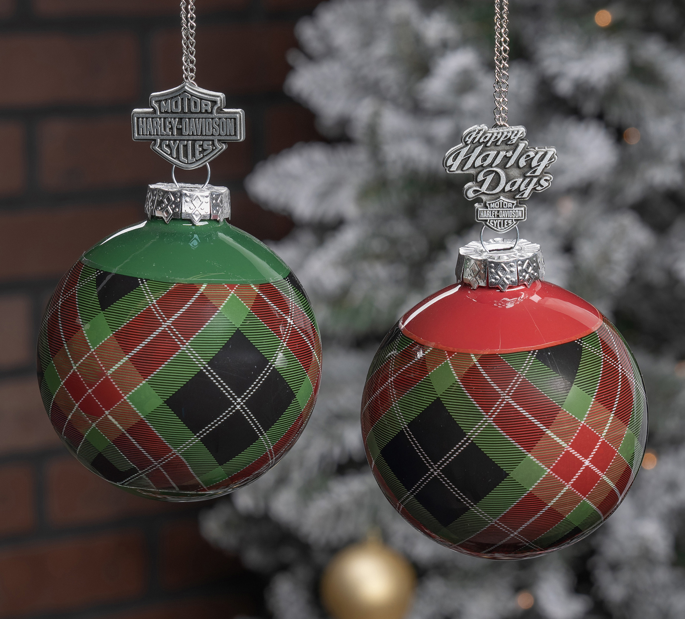 Holiday Plaid Ball Ornament Set of 2