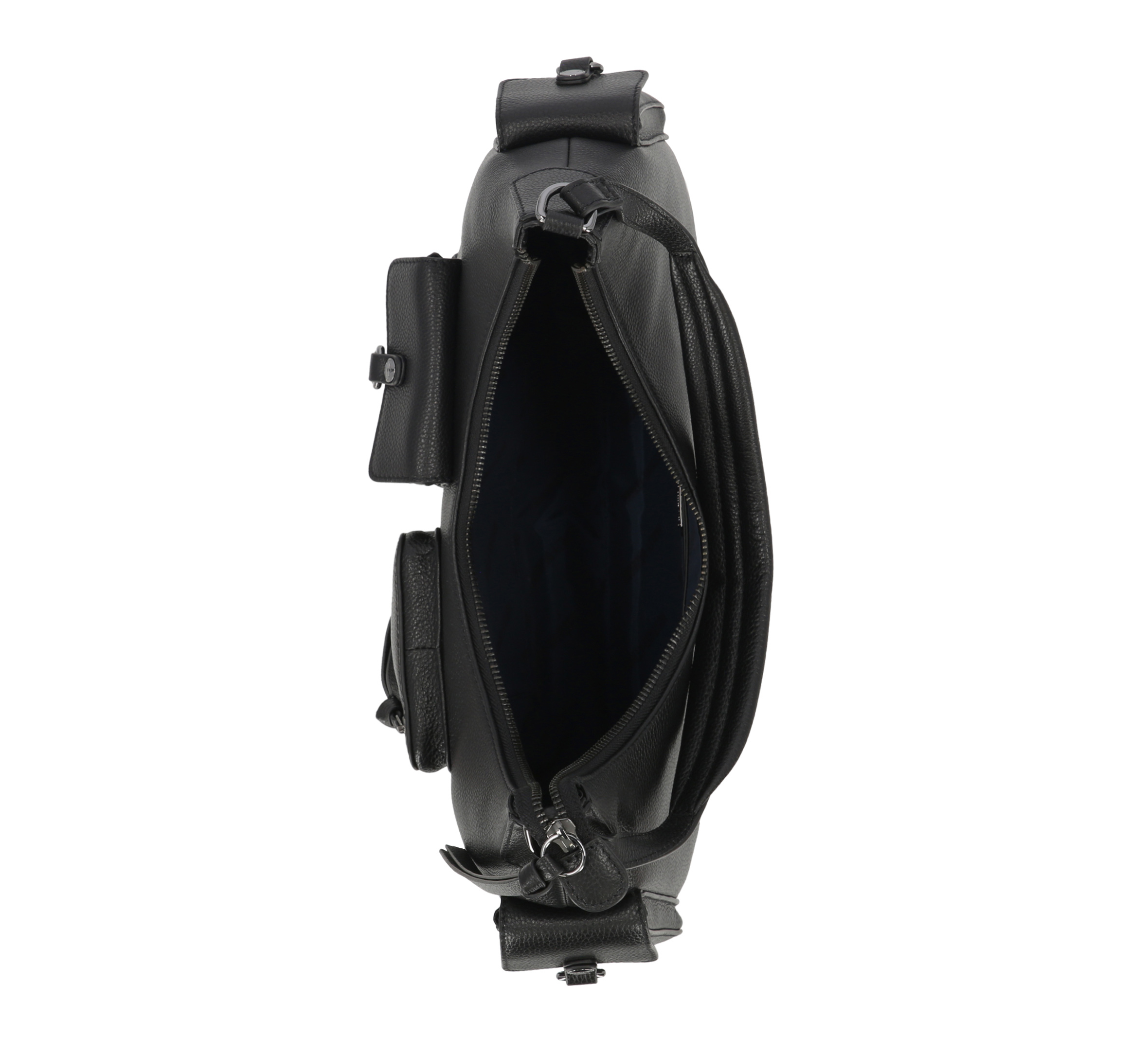 Utilitarian Pebble Leather Hobo Bag