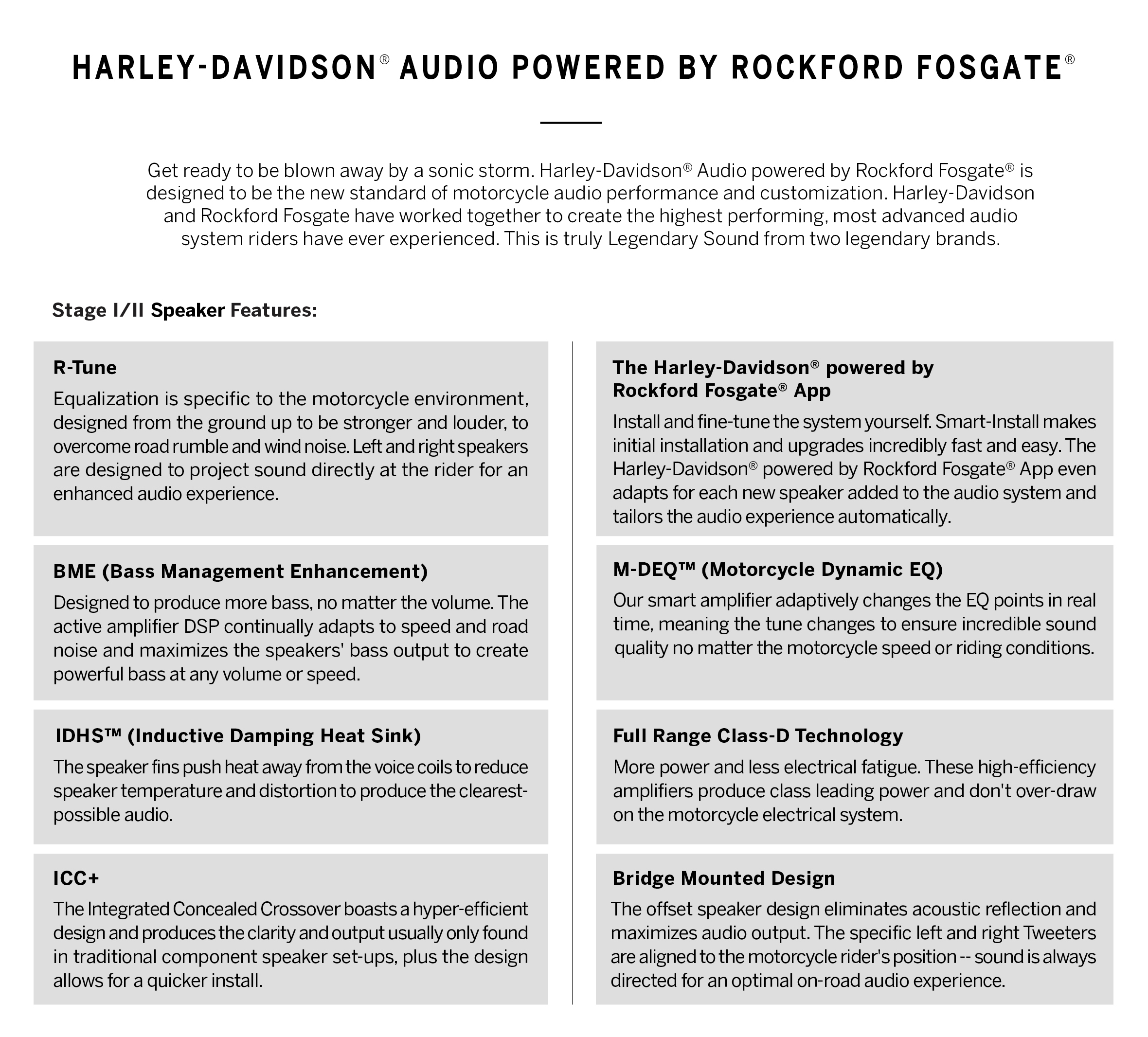 Système audio Harley-Davidson soutenus par Rockford Fosgate - Haut-parleurs de sacoche stade II