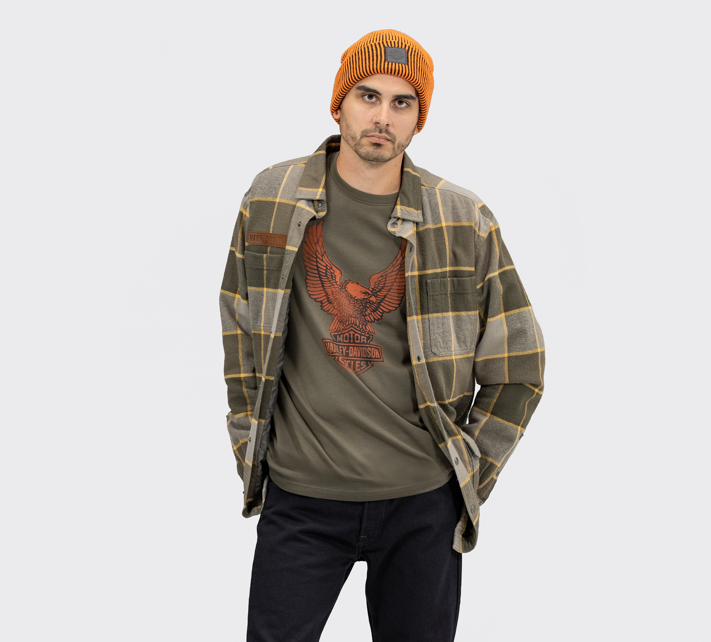 Men's Bar & Shiled Turned Back Cuff Knit Cap