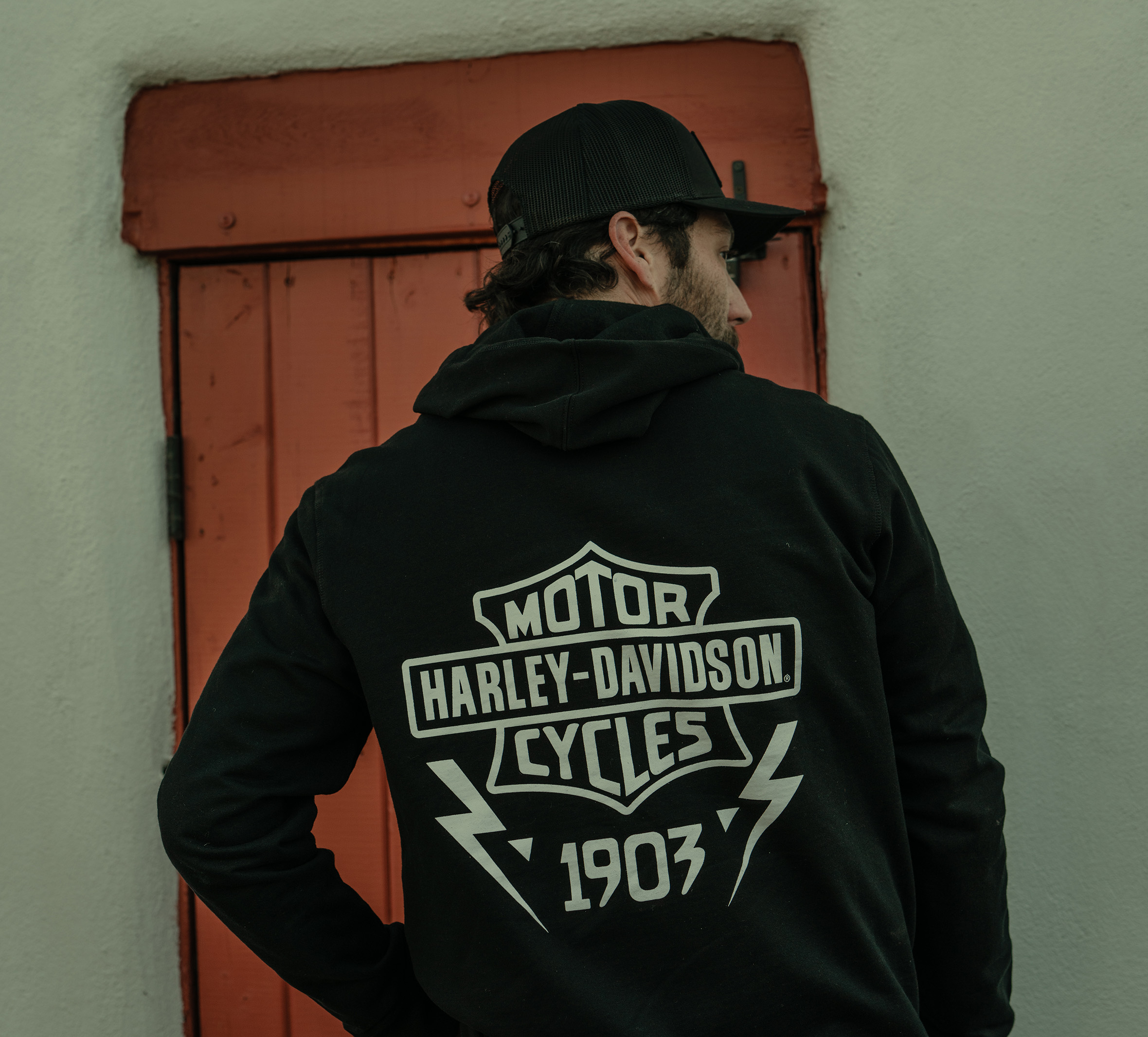 Men's Bar & Shield Lightning Bolt Lightweight Full Zip Hoodie