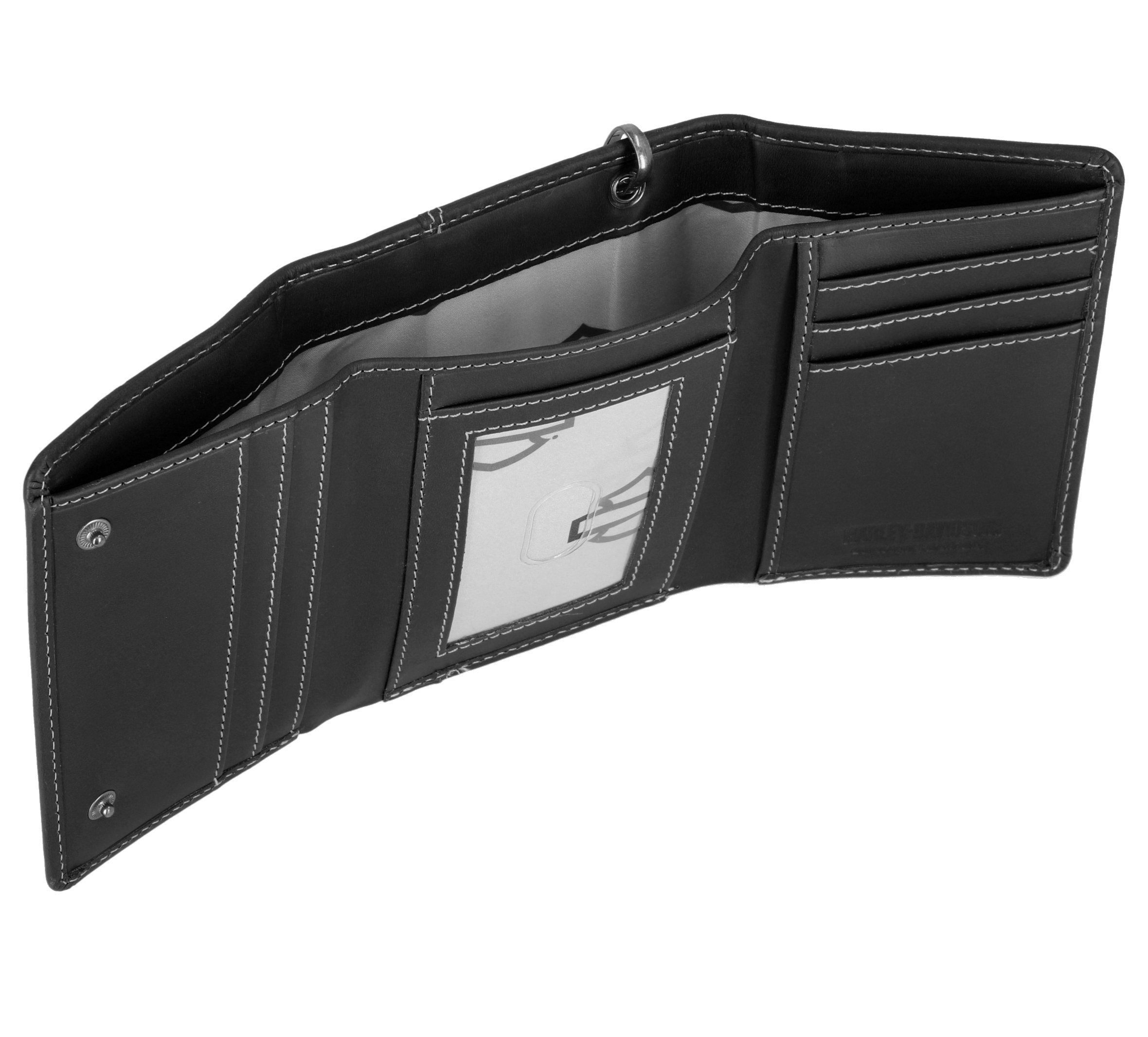 Traditional Bar & Shield Embossed Medium Trifold wallet with Chain