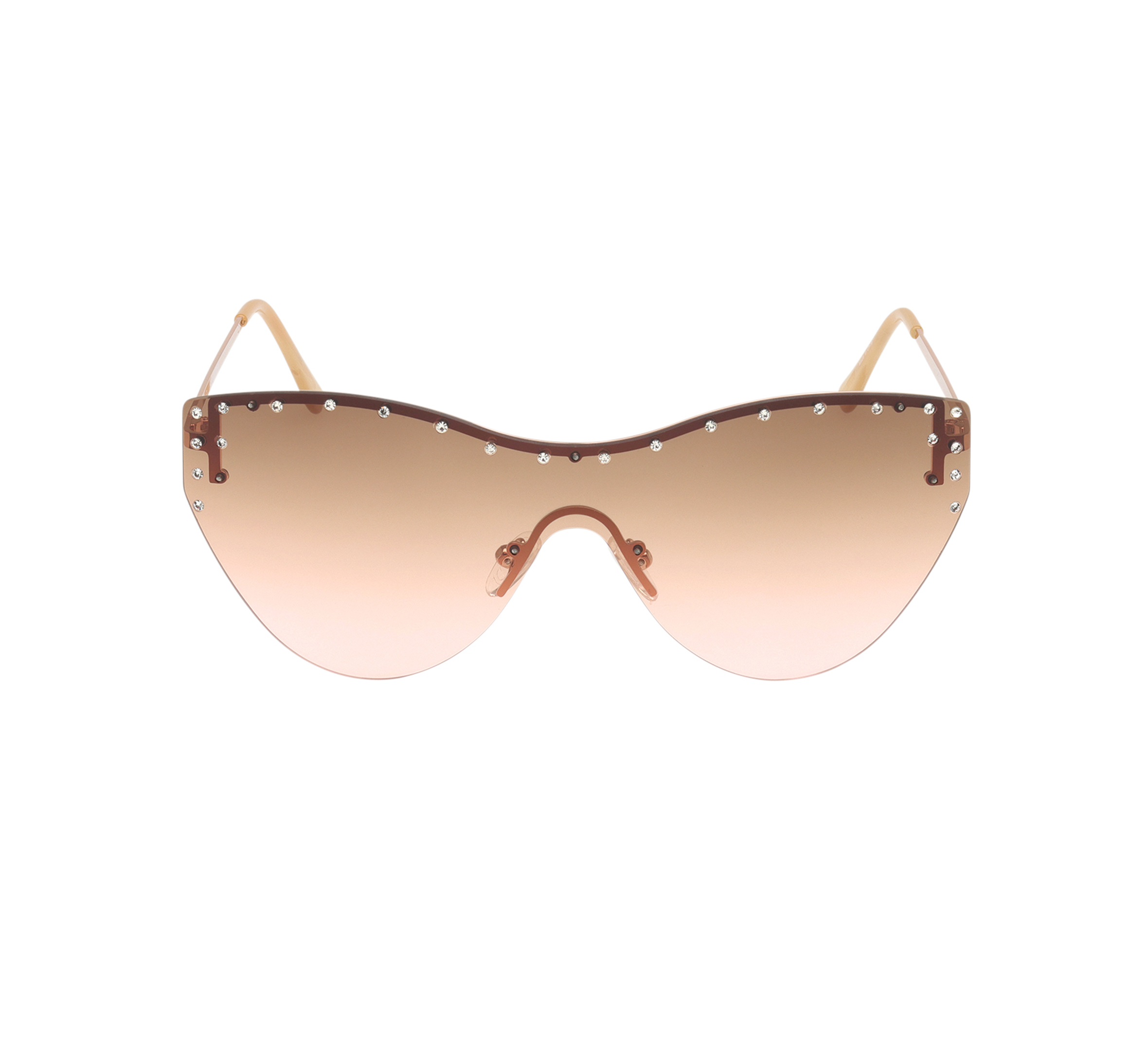 Cat-eye Lifestyle Rimless  Shield Sunglasses