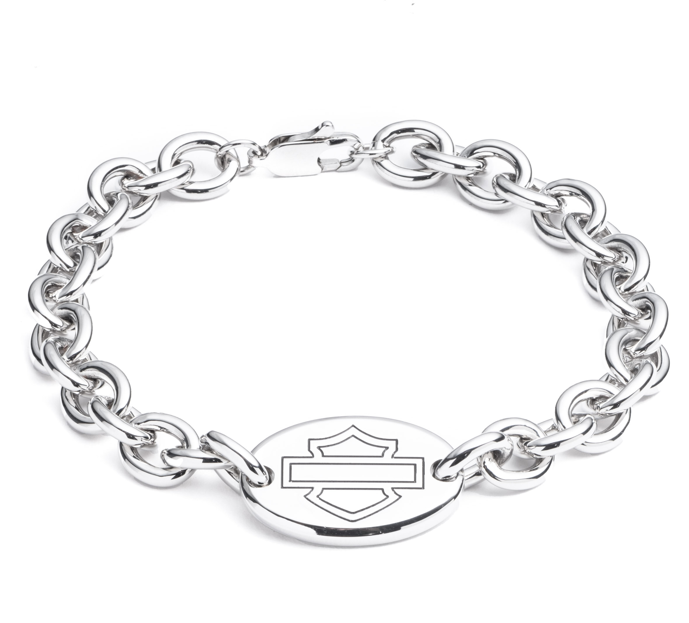Women's Bar and Shield Plaque Chain Bracelet
