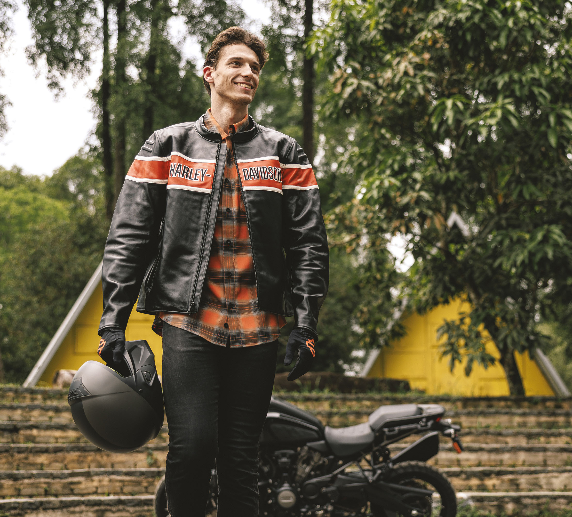 Giacca da moto in pelle Trenton H-D da uomo