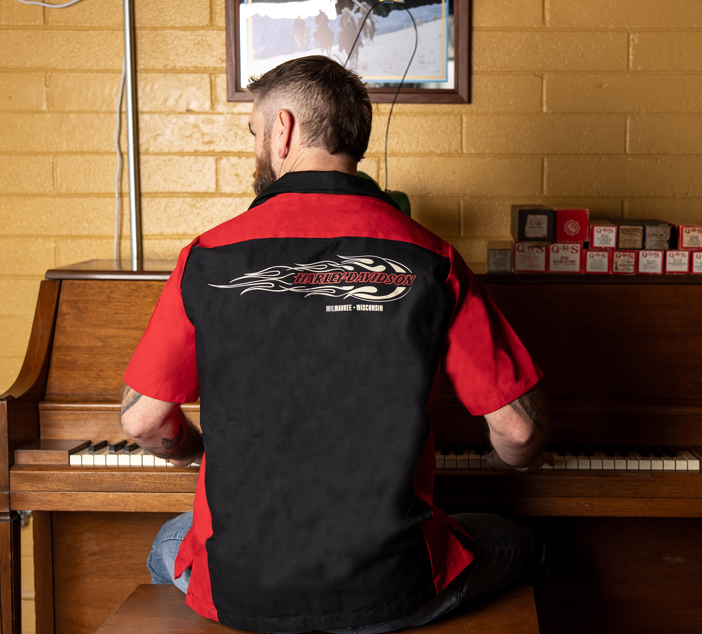 Men's Colorblock Tank Flames Work Shirt