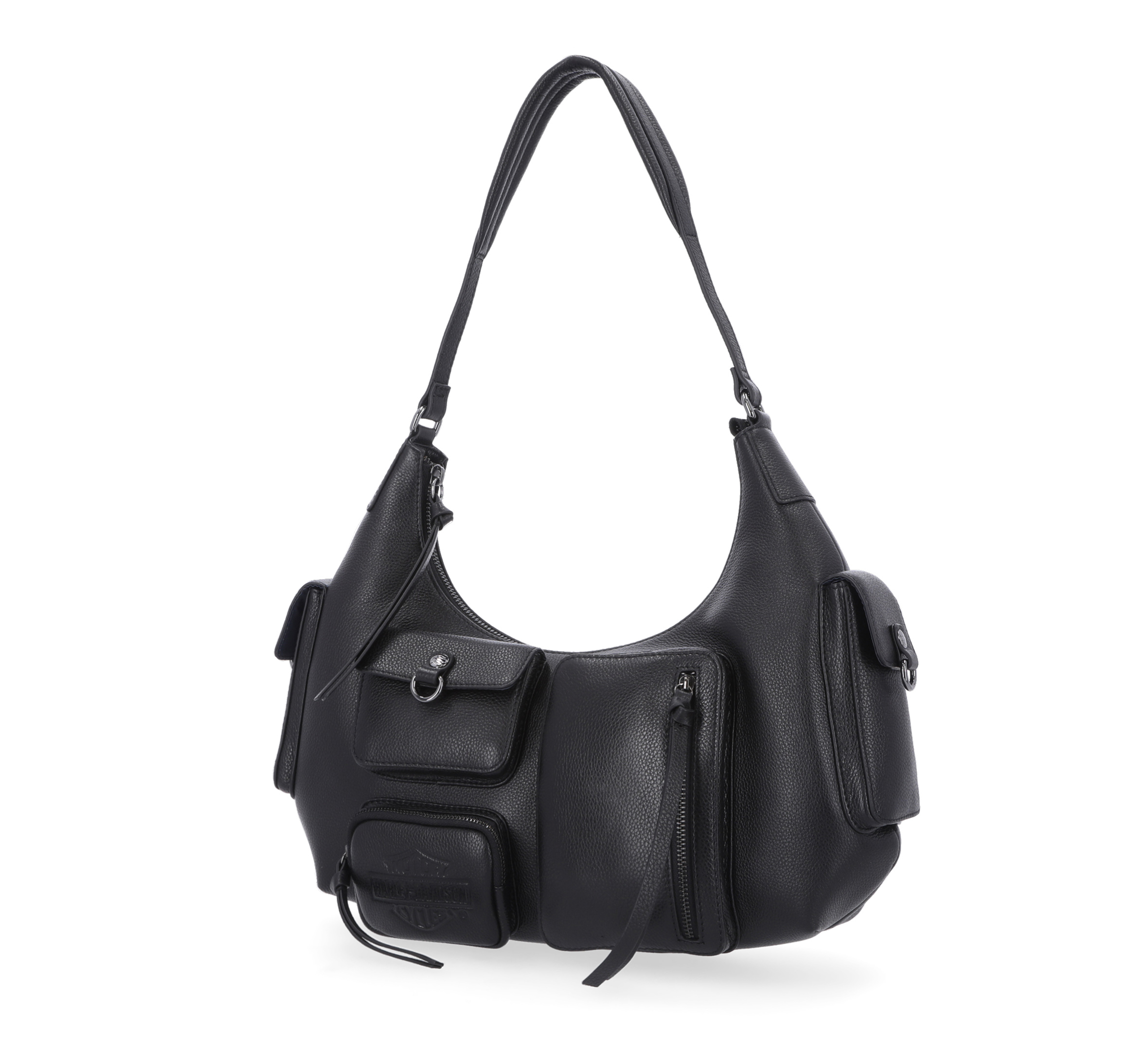 Utilitarian Pebble Leather Hobo Bag