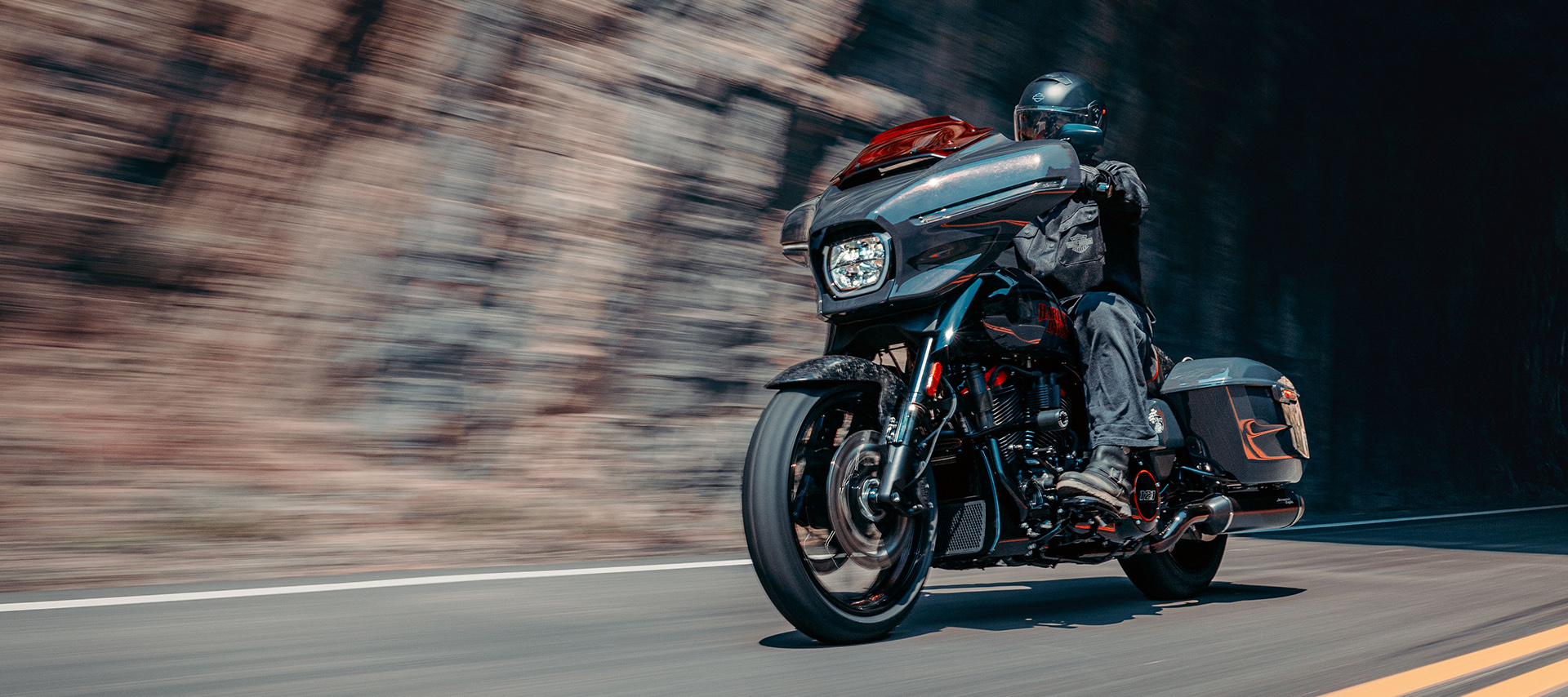 2026 CVO Street Glide ST Motorcycle Riding Shot 