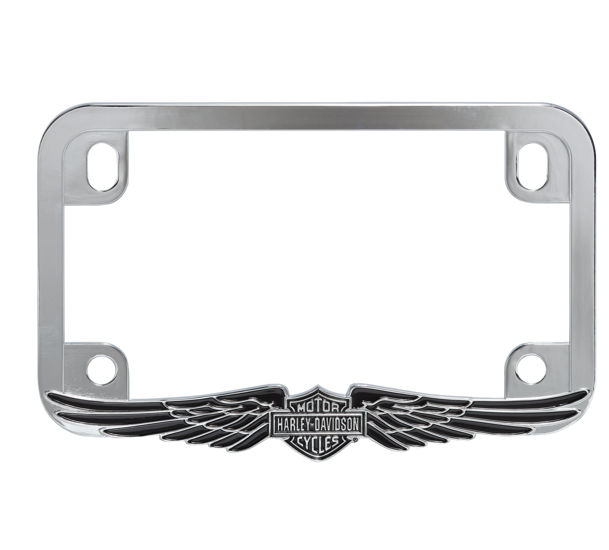 Bar & Shield with Wings Chrome Motorcycle License Frame