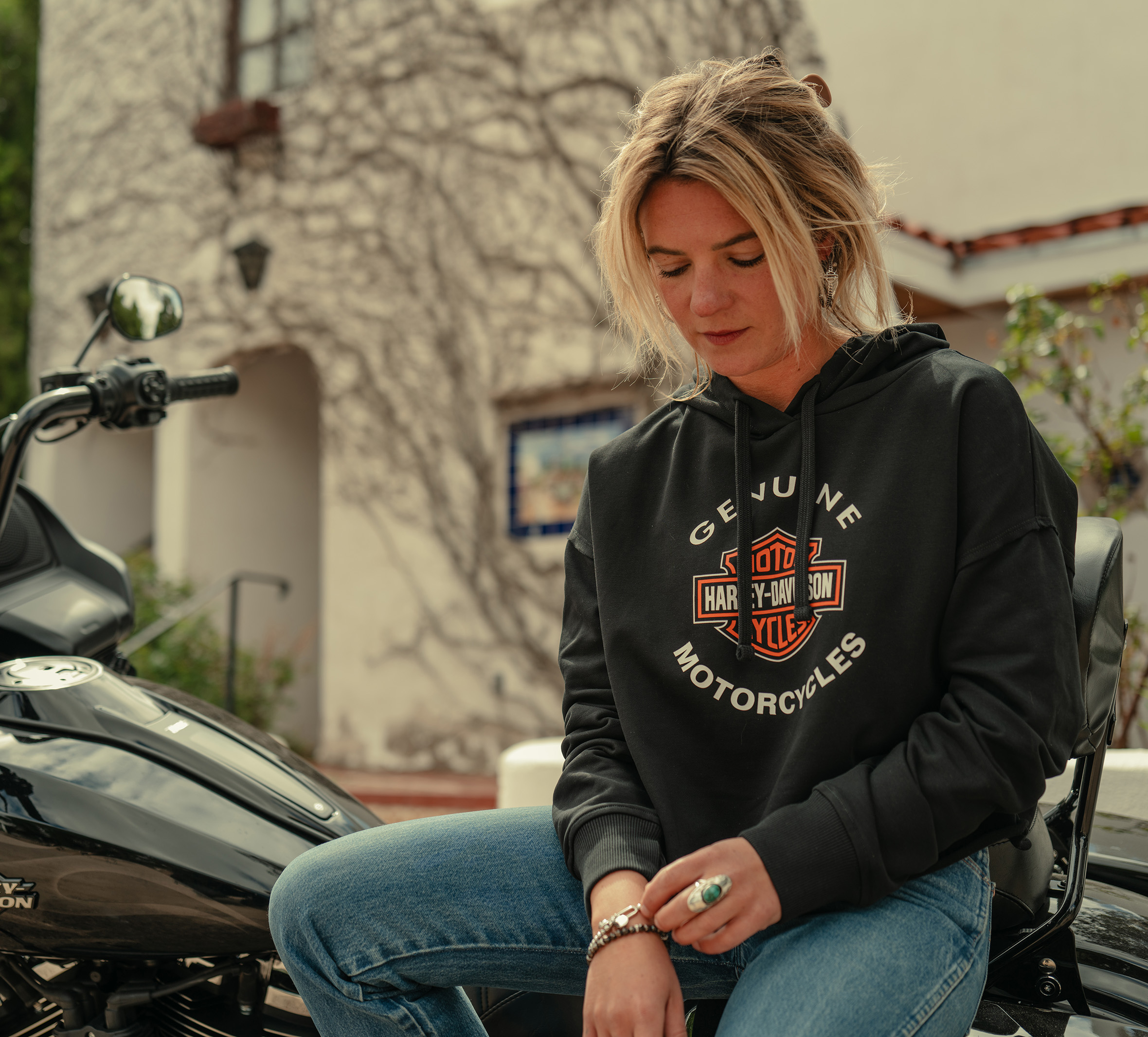woman wearing a hoodie