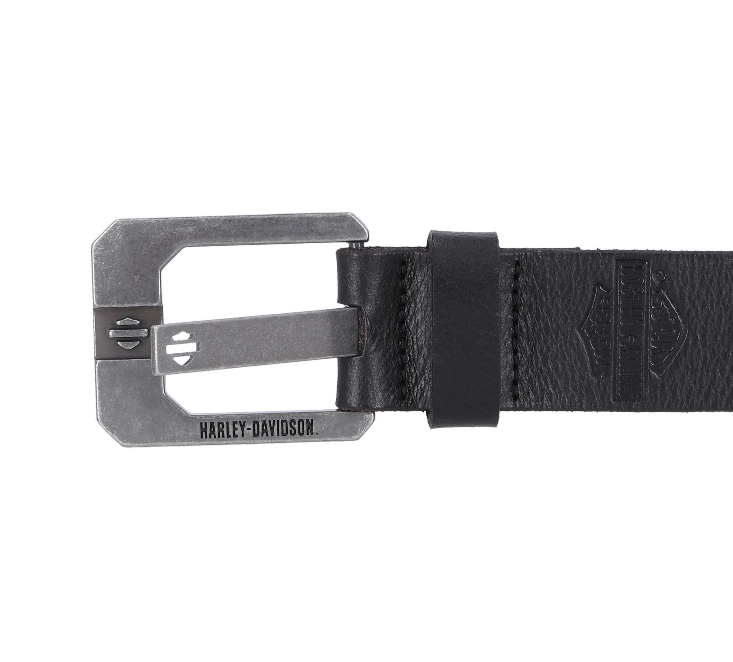 Die Cut Bar & Shield Prong Belt in Black