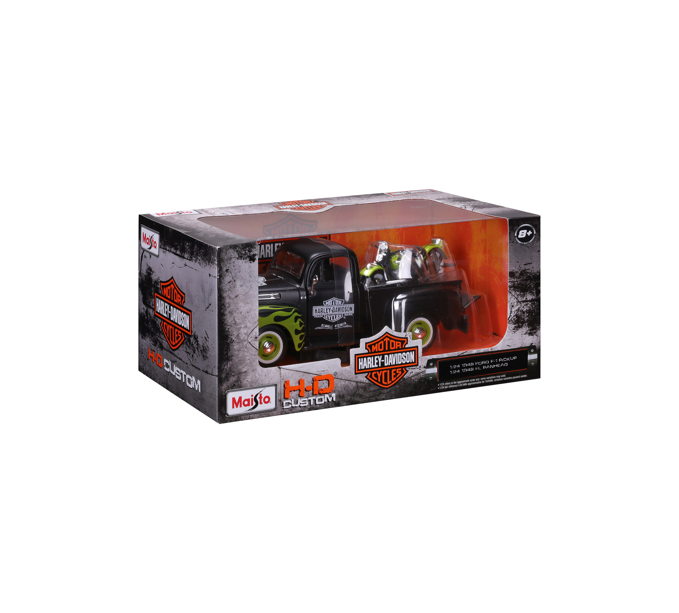 H-D 1:24 Scale Diecast '48 FL Panhead + '48 Ford F-1 Pickup