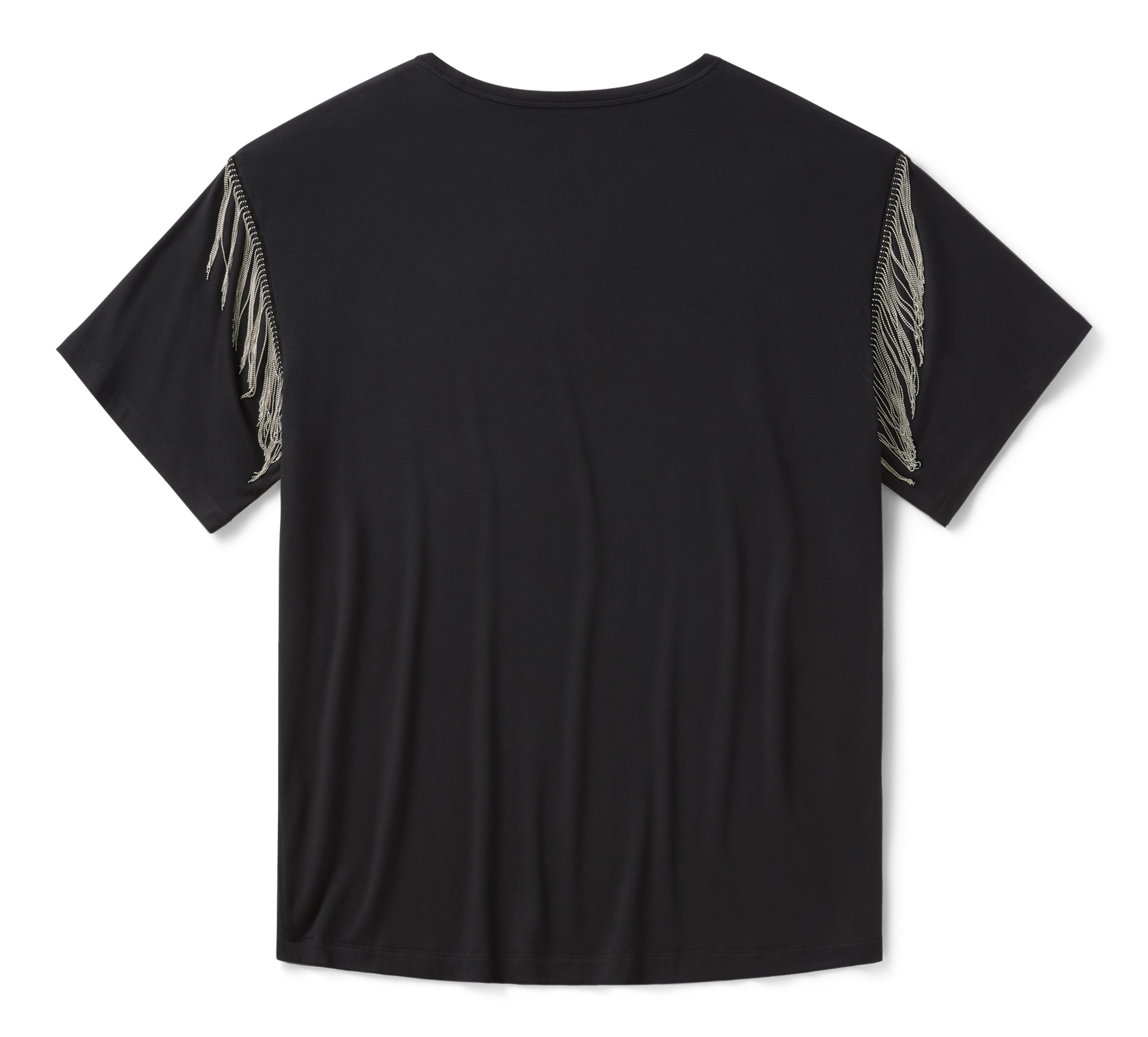 Women's Bling Chrome Fringe Hem Boxy Short Sleeve Tee | Harley