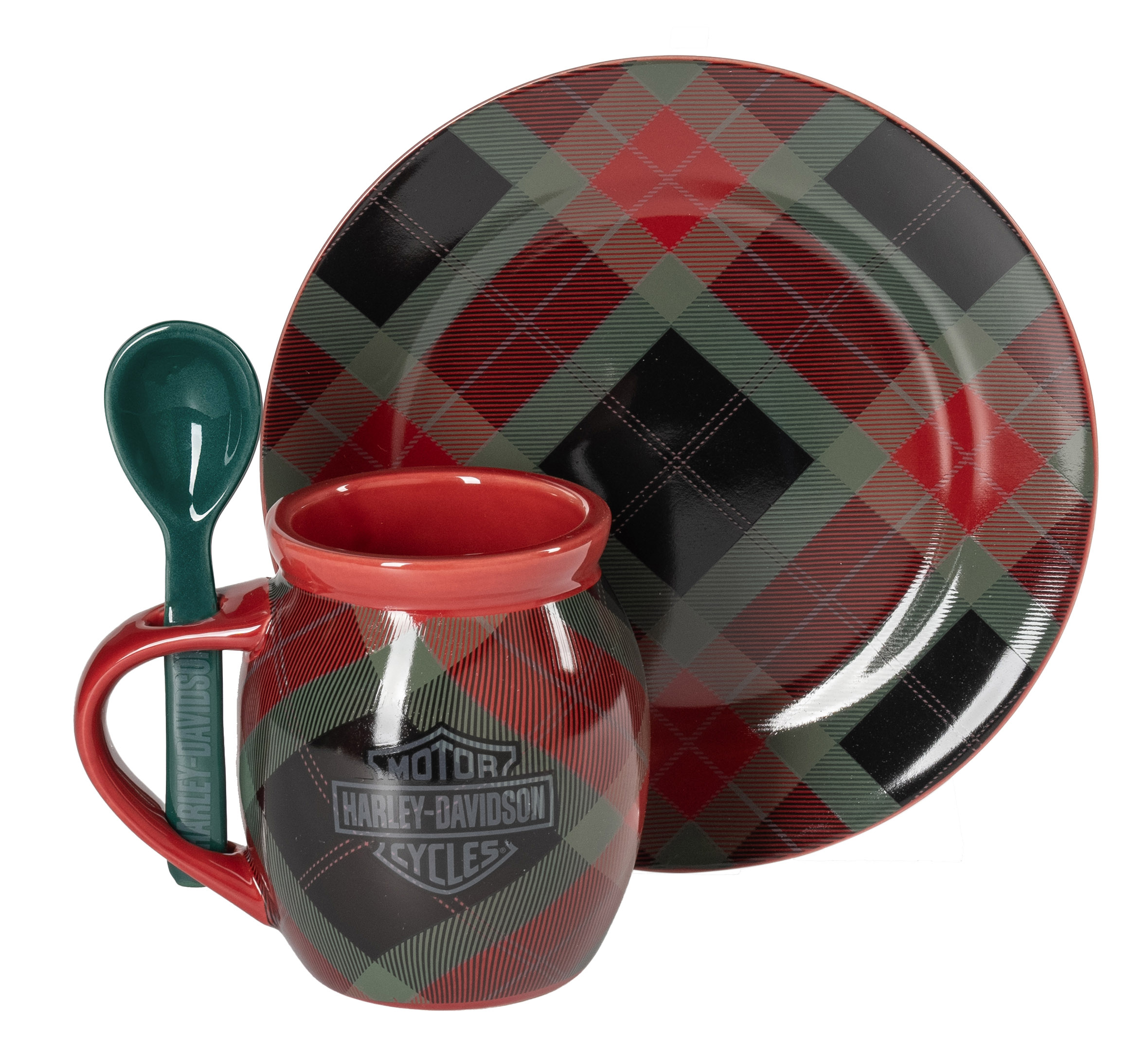 Holiday Plaid Cocoa Mug Set of 3