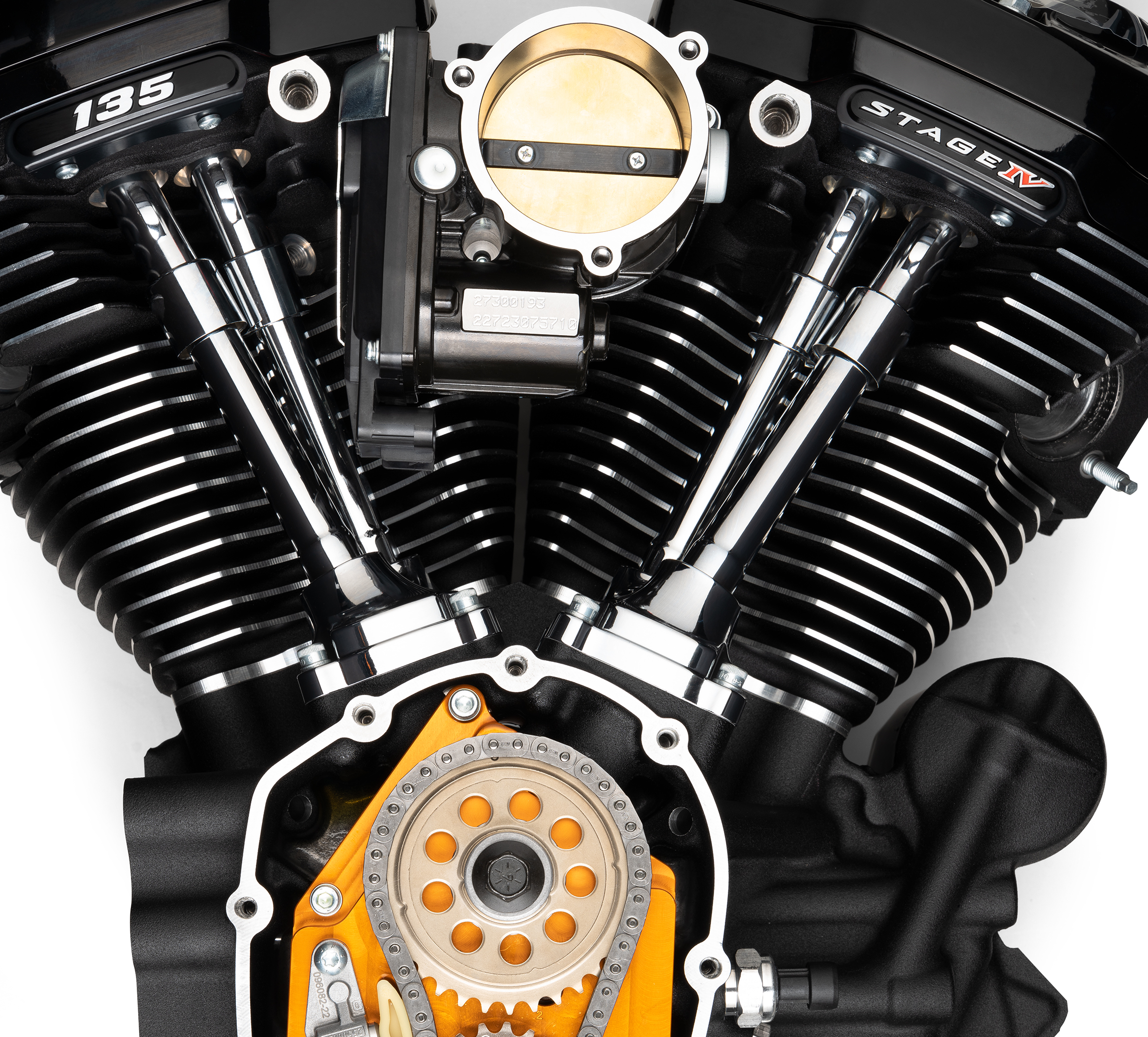Motor ensamblado de alto rendimiento Screamin' Eagle 135ci Stage IV:  enfriado por aire/aceite, image size:2360x2132