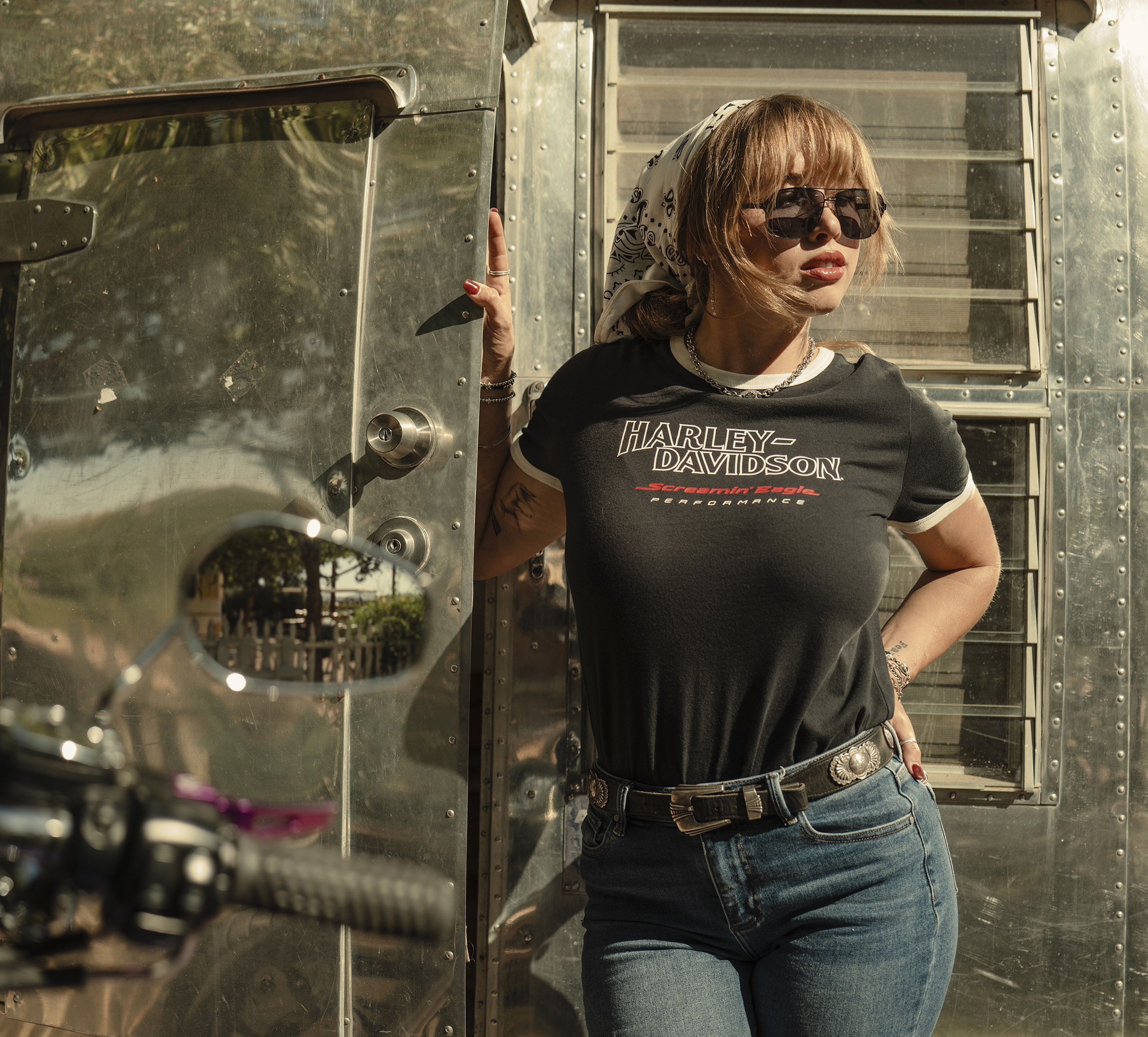 Women's Screamin' Eagle Drop H Ringer Tee