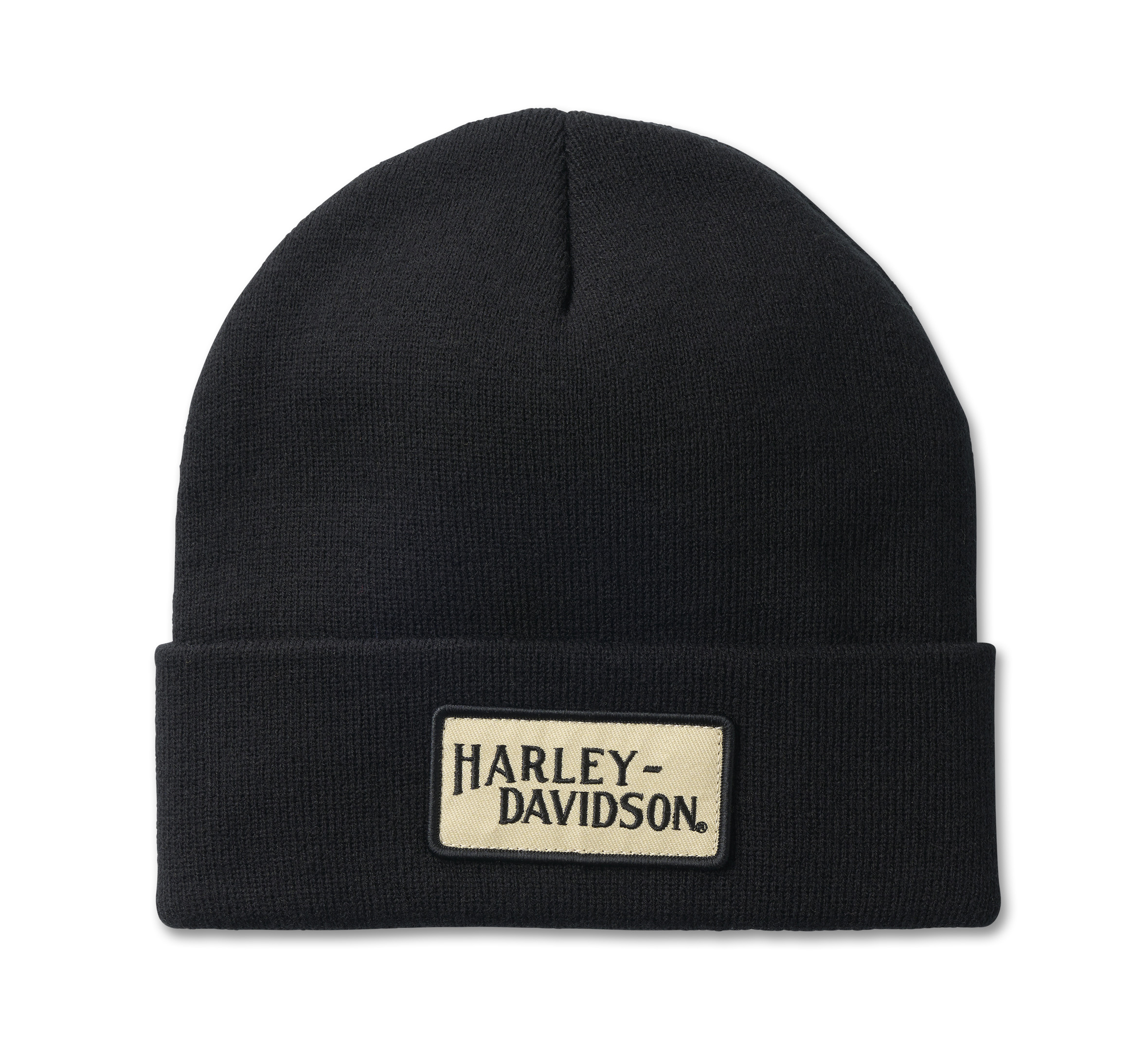 H-D Font Cream Patch Knit Beanie
