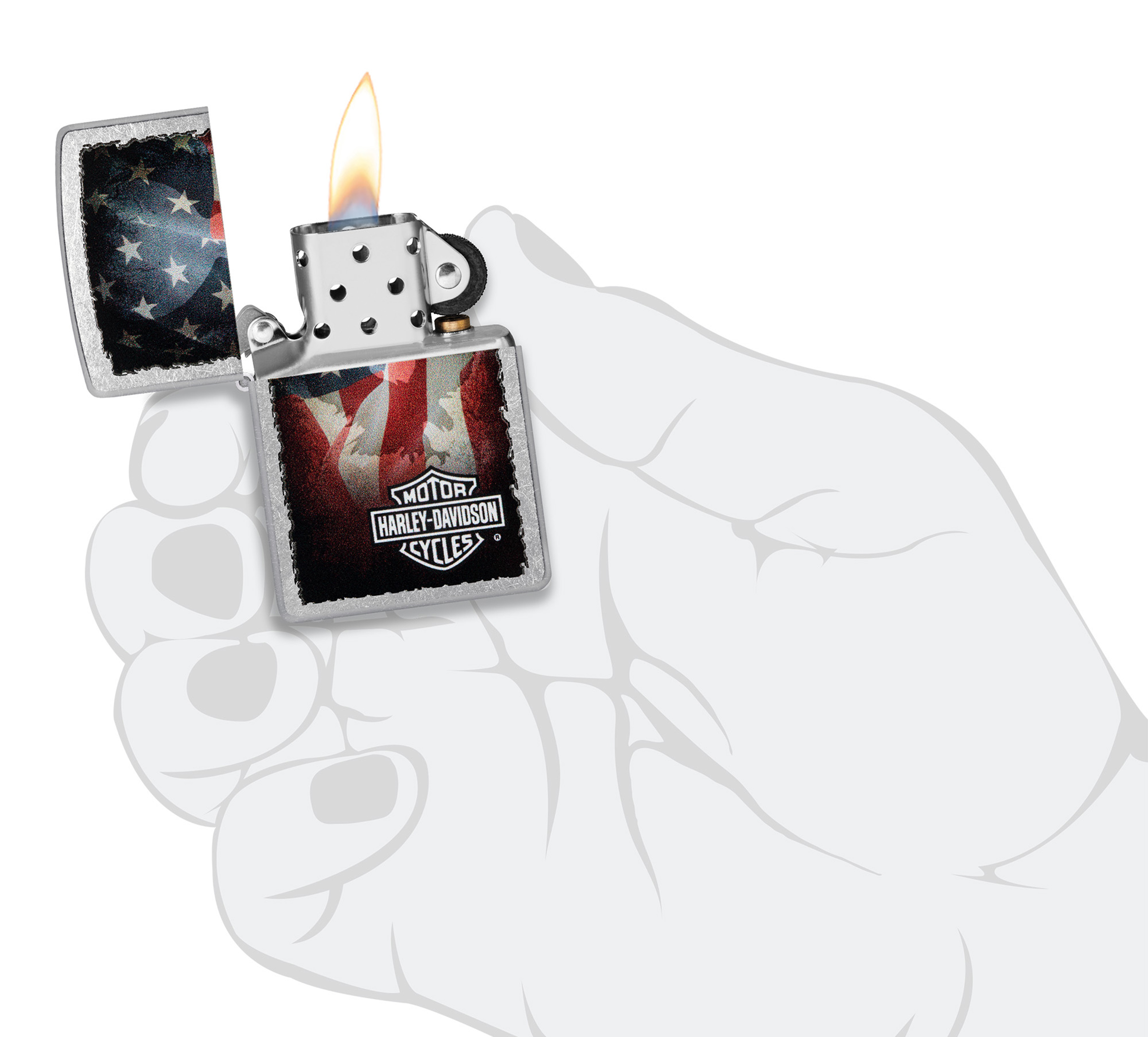 Harley-Davidson American Flag Color Image Street Chrome Windproof Lighter