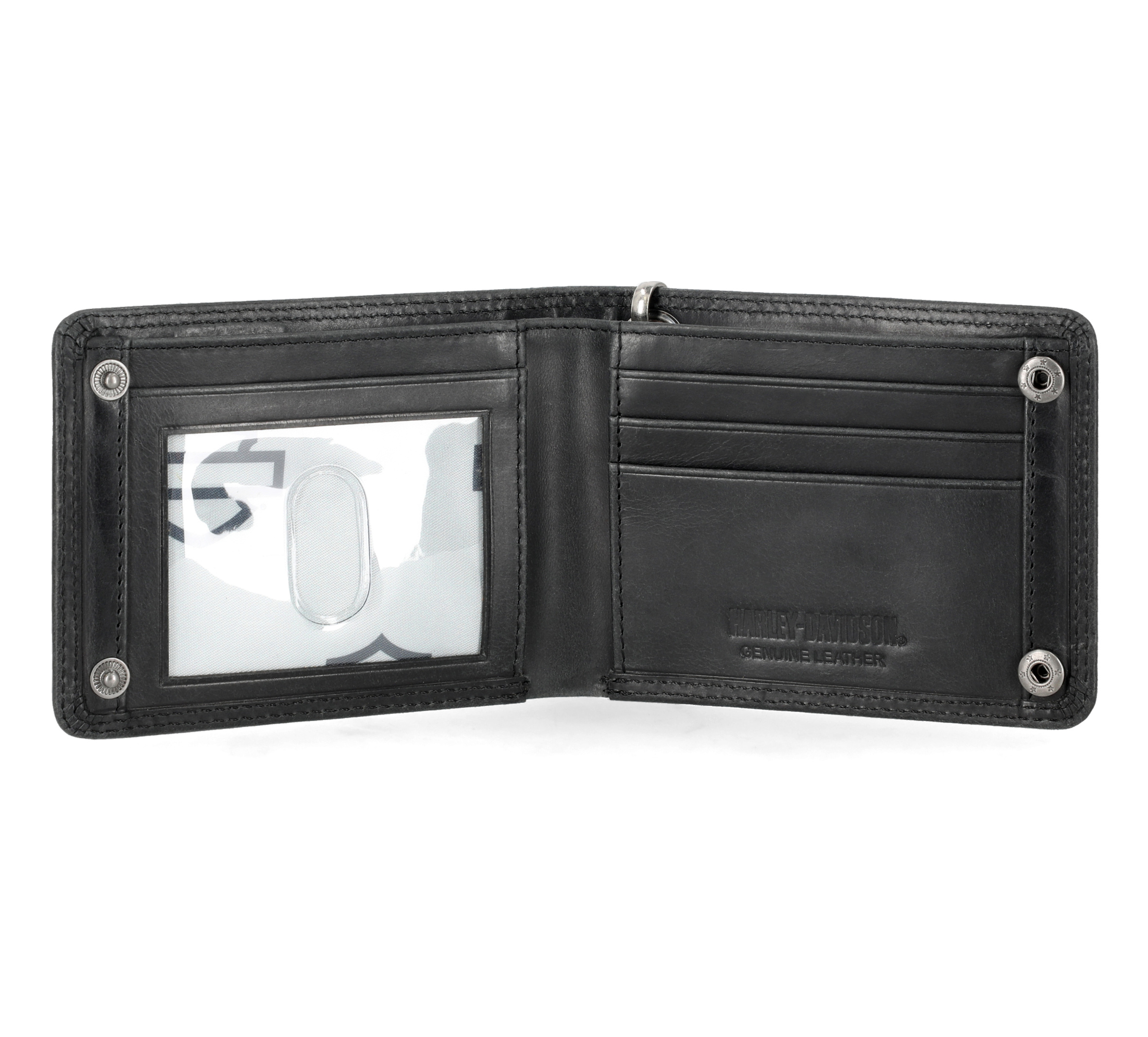 Nailhead Open Bar & Shield Bifold Wallet with Chain | Harley