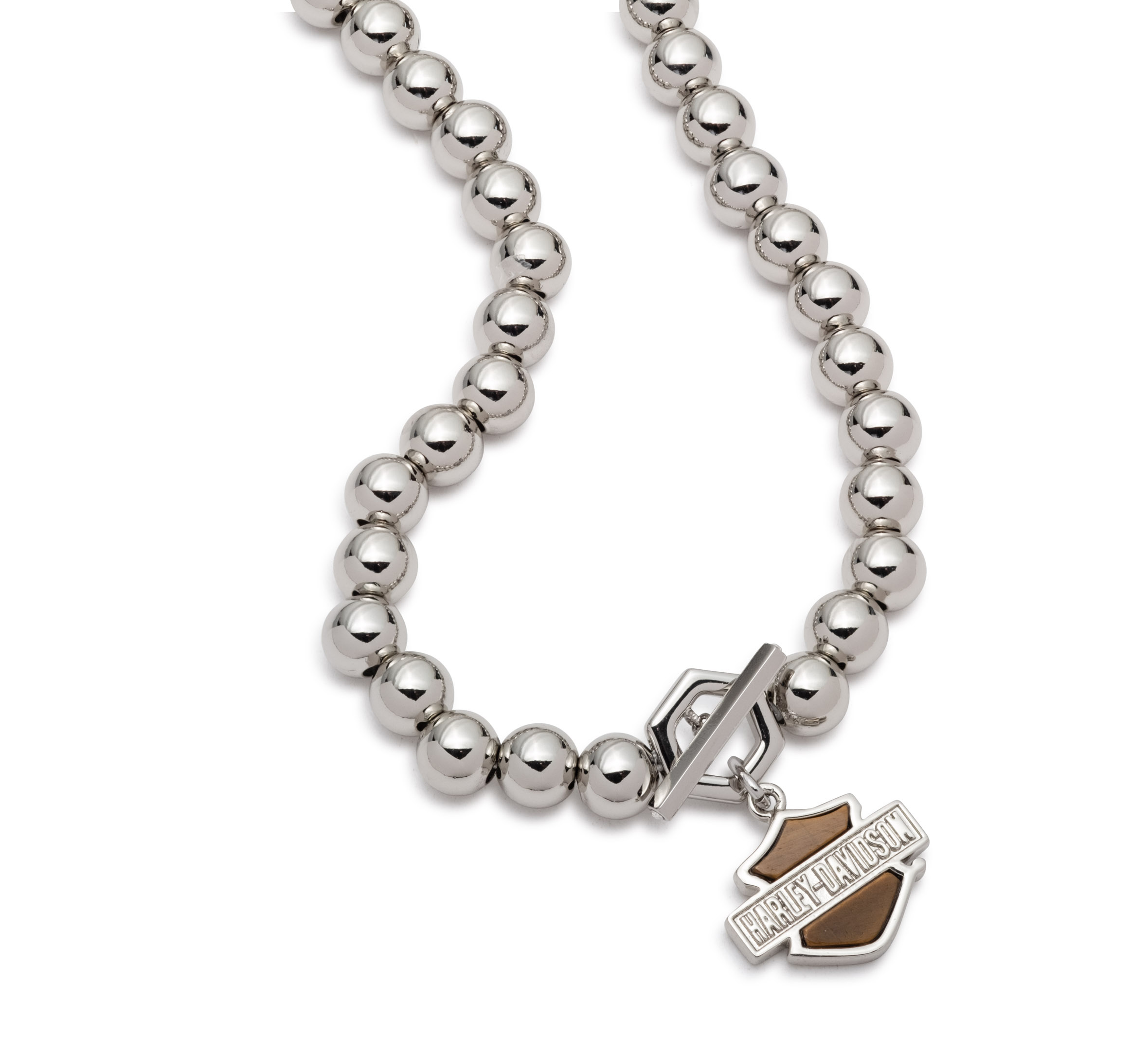 Women's 16" Tiger's Eye Bar & Shield  Beaded Necklace