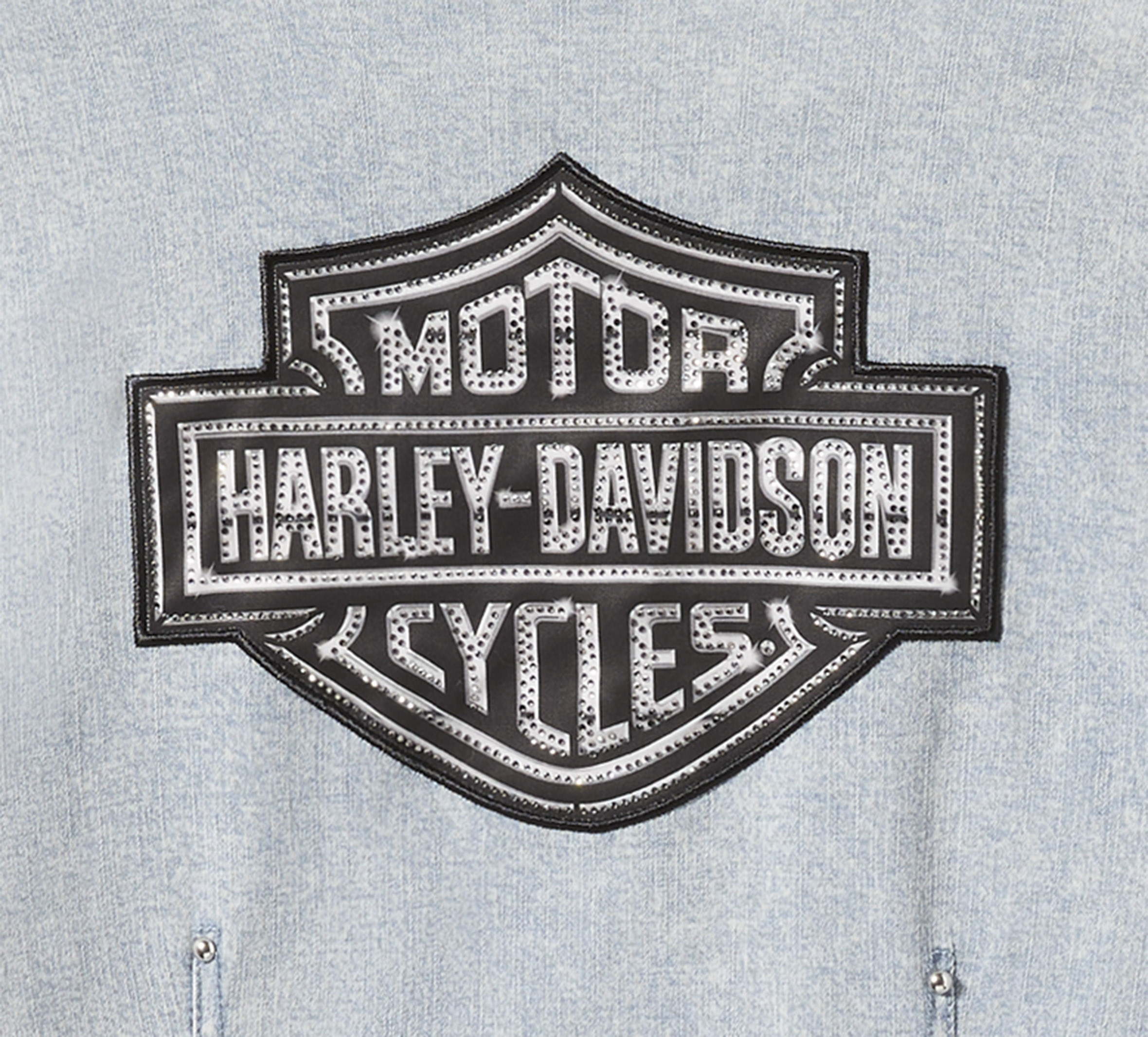 Women's Essential Bling Chambray Short Sleeve Zip Front Shirt