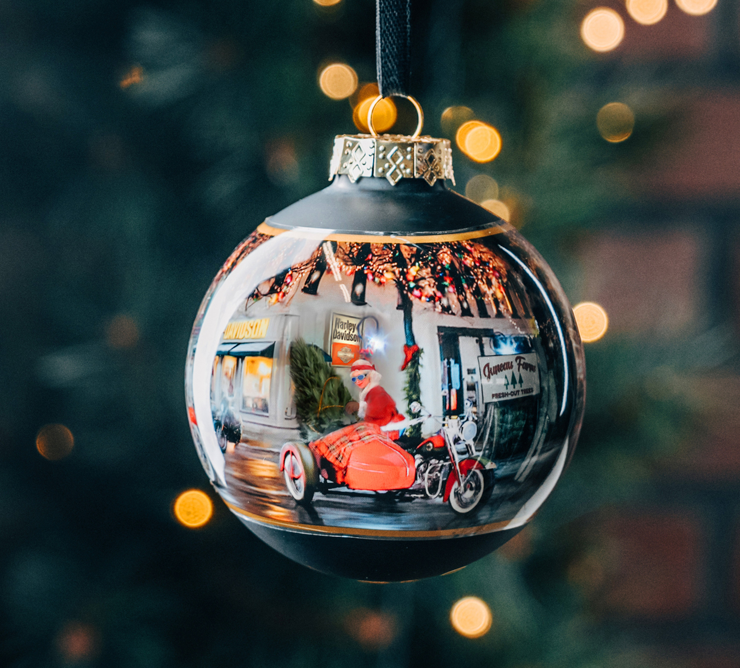 2025 Biker Santa Ball Ornament