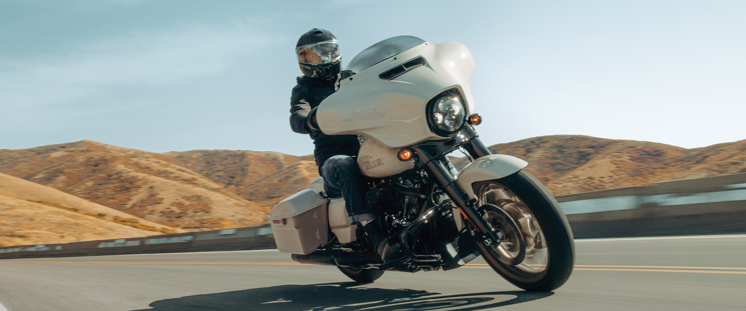 Touring motorcycle riding on the highway