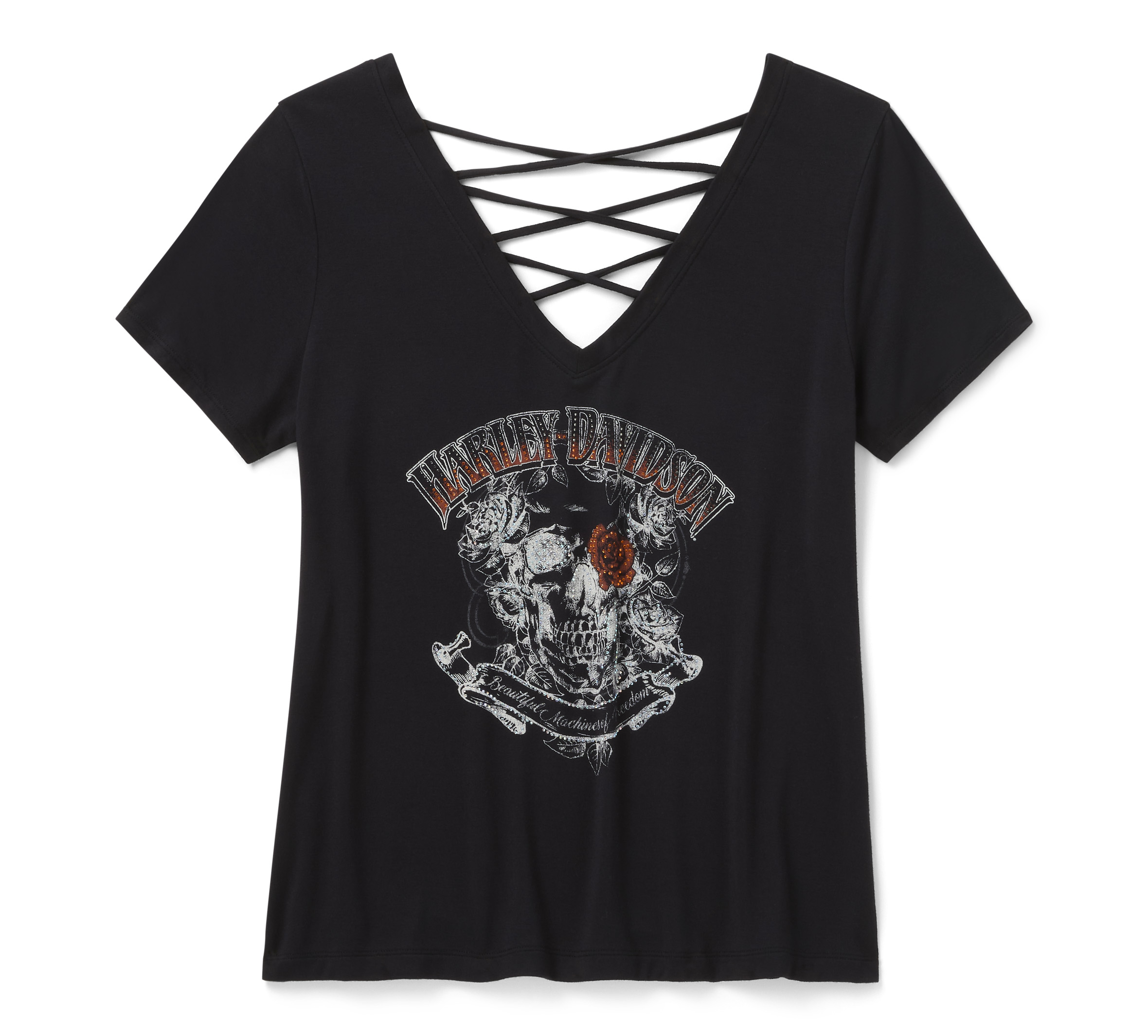 Women's Bling H-D® Afterlife Short Sleeve Laced Back Tee
