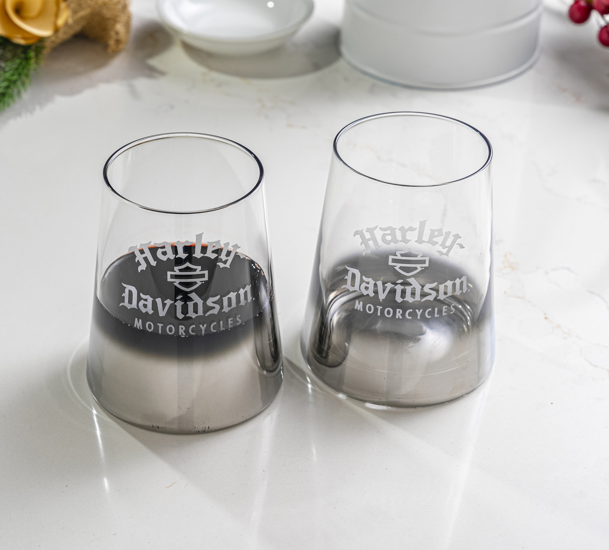 Silver Ombre Stemless Wine Glass Set of 2