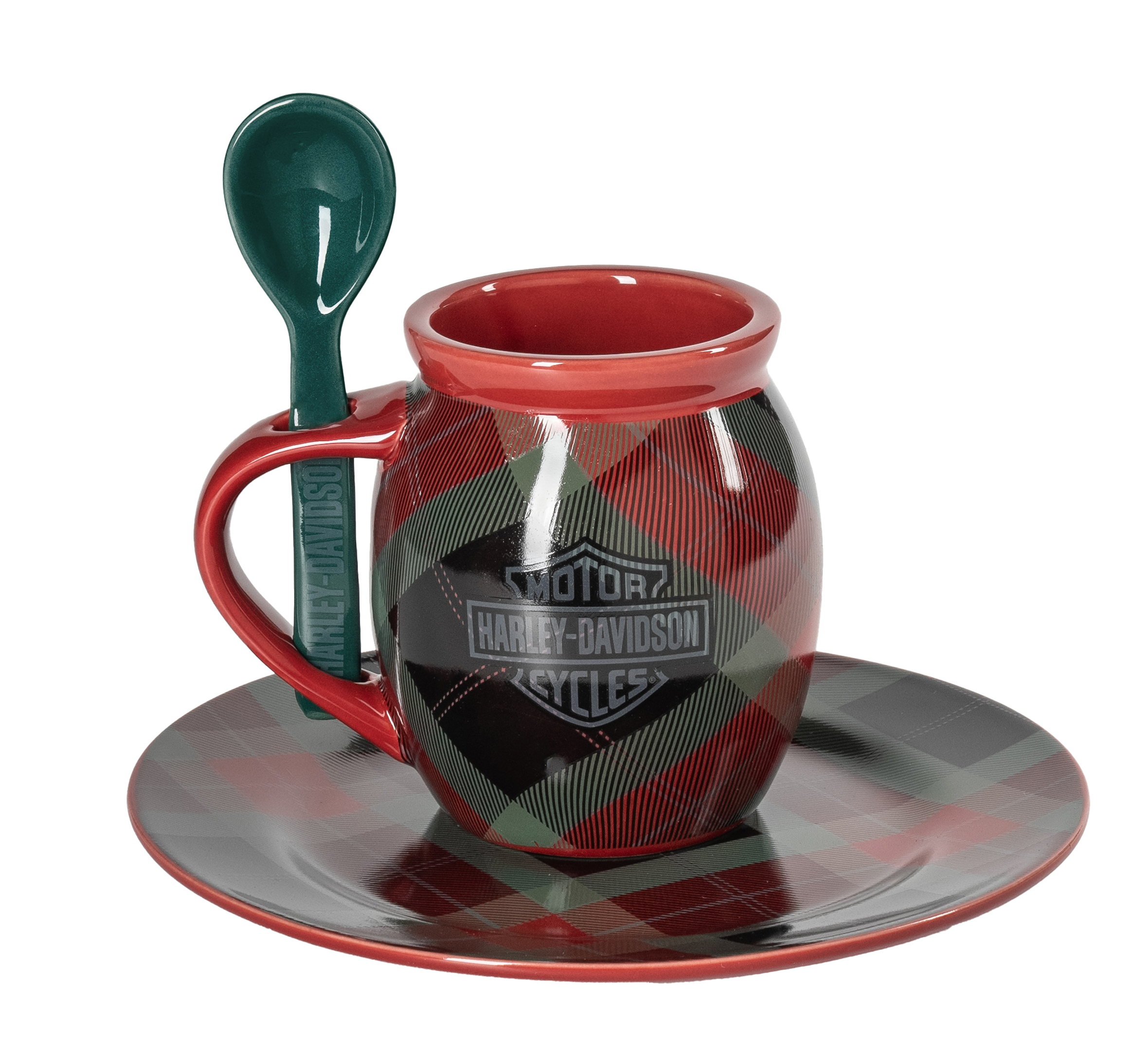 Holiday Plaid Cocoa Mug Set of 3