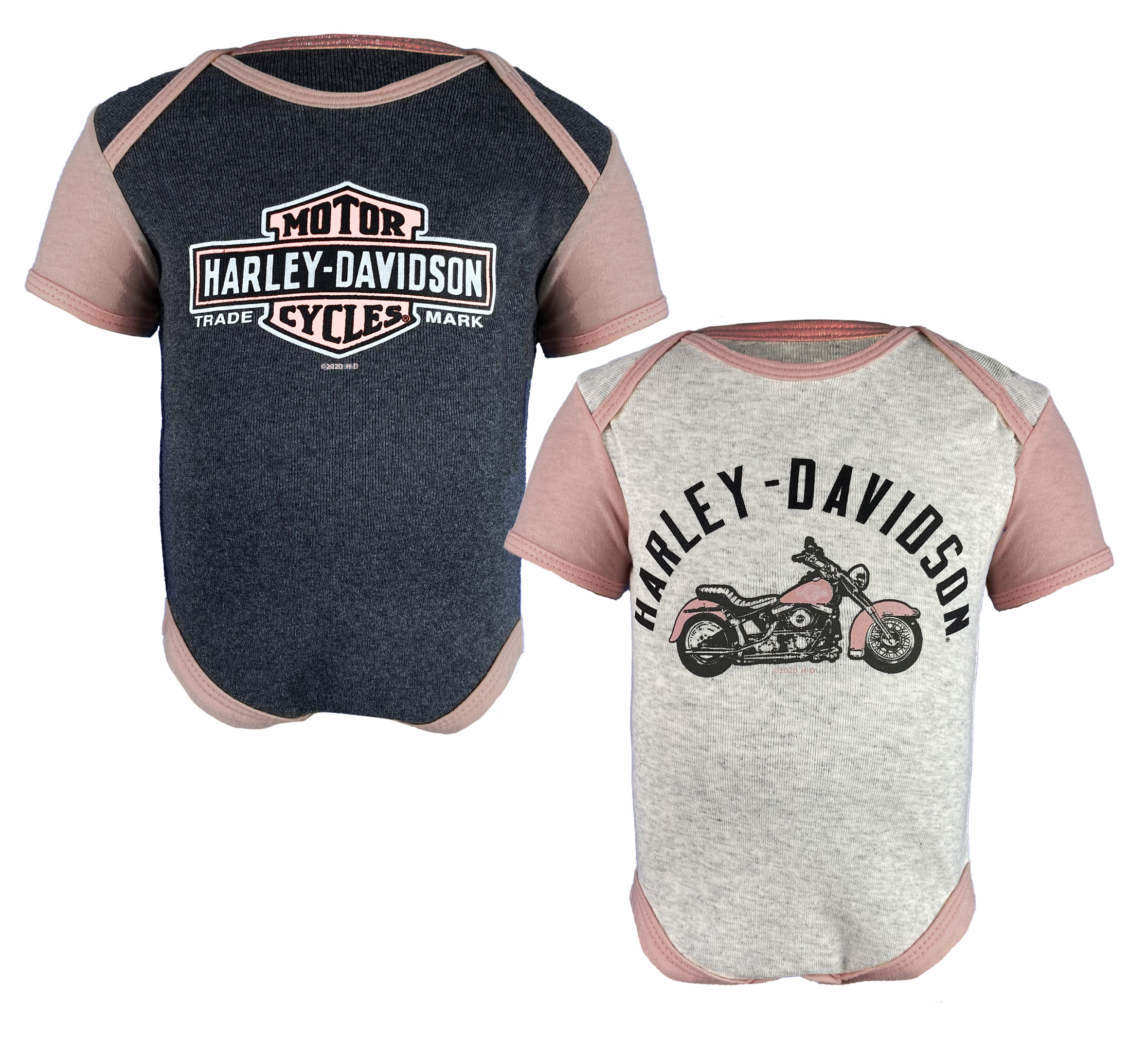 Infant Girls's Ribbed 2 Pack Bodysuits - Grey/ Dusty Pink