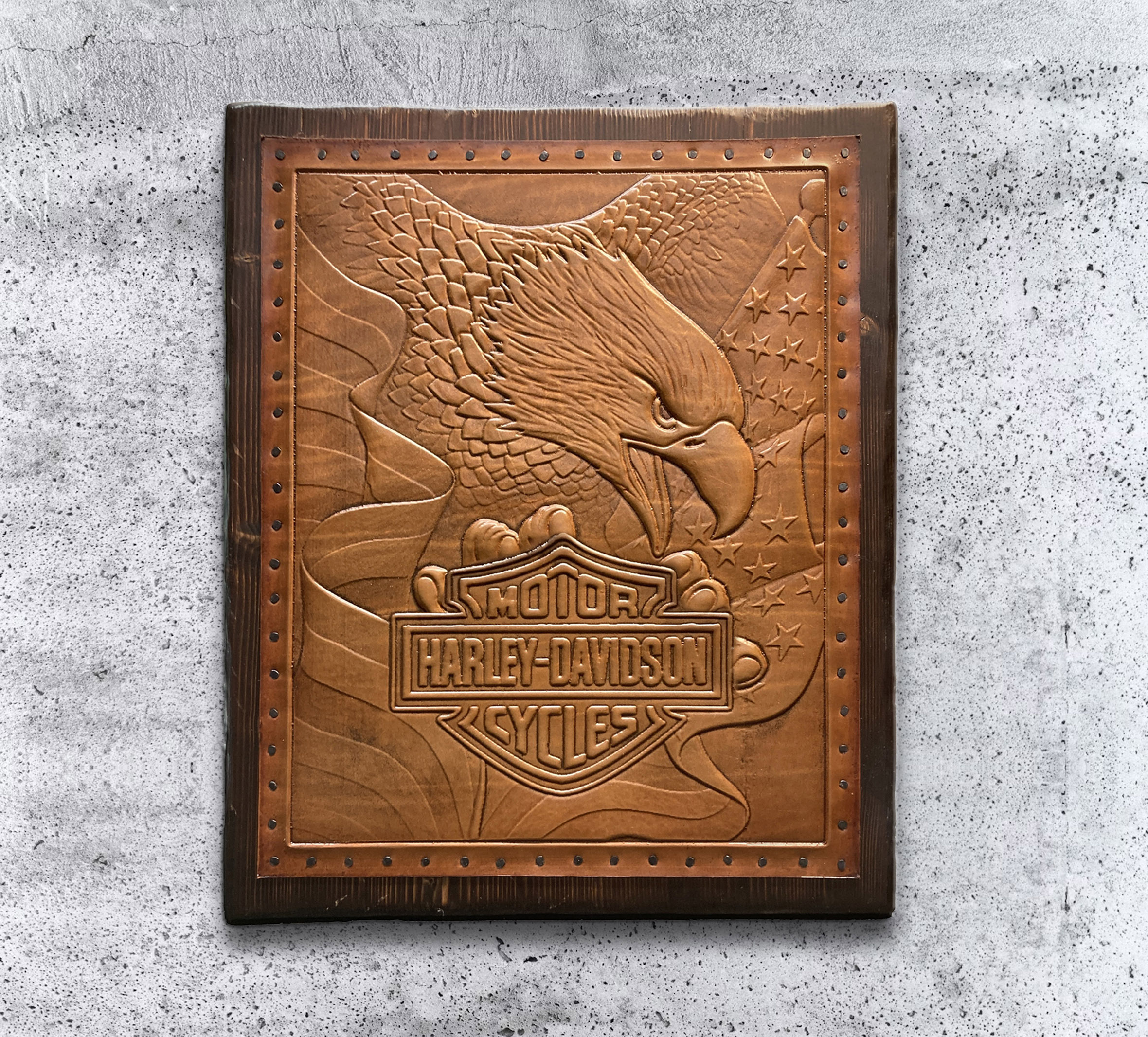 Patriotic Eagle Leather Wall Art