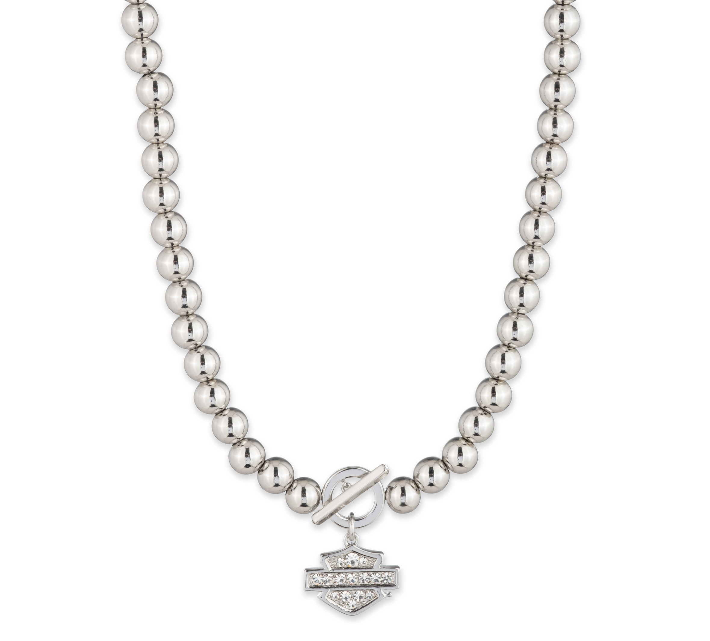 Women's 16" Bar & Shield  Bead Toggle Necklace