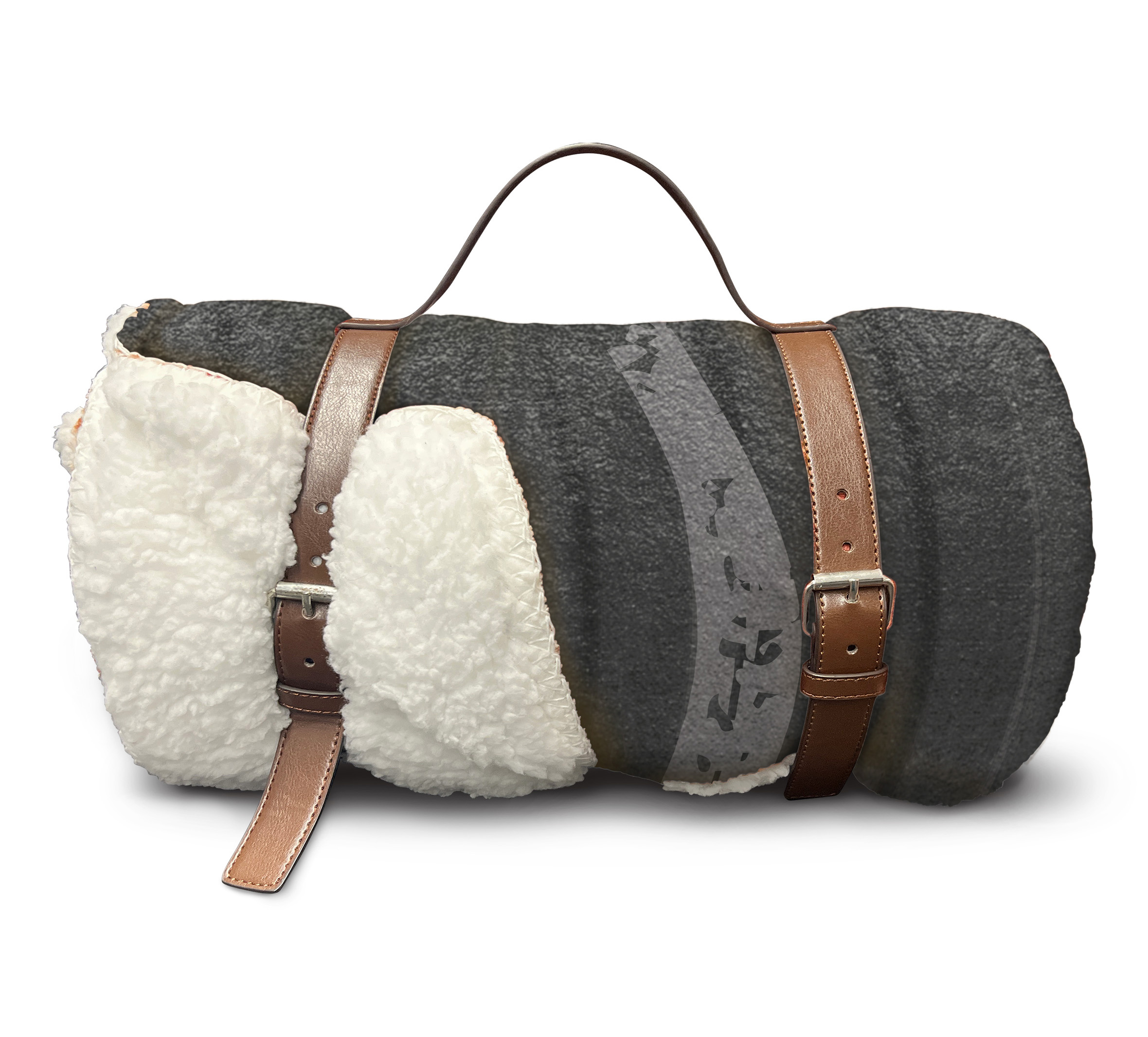 Chrome Silk Touch Sherpa Throw Blanket with Carry Strap
