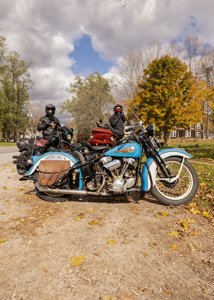 Mike Clark and AJ Garron get ready to ride their bikes