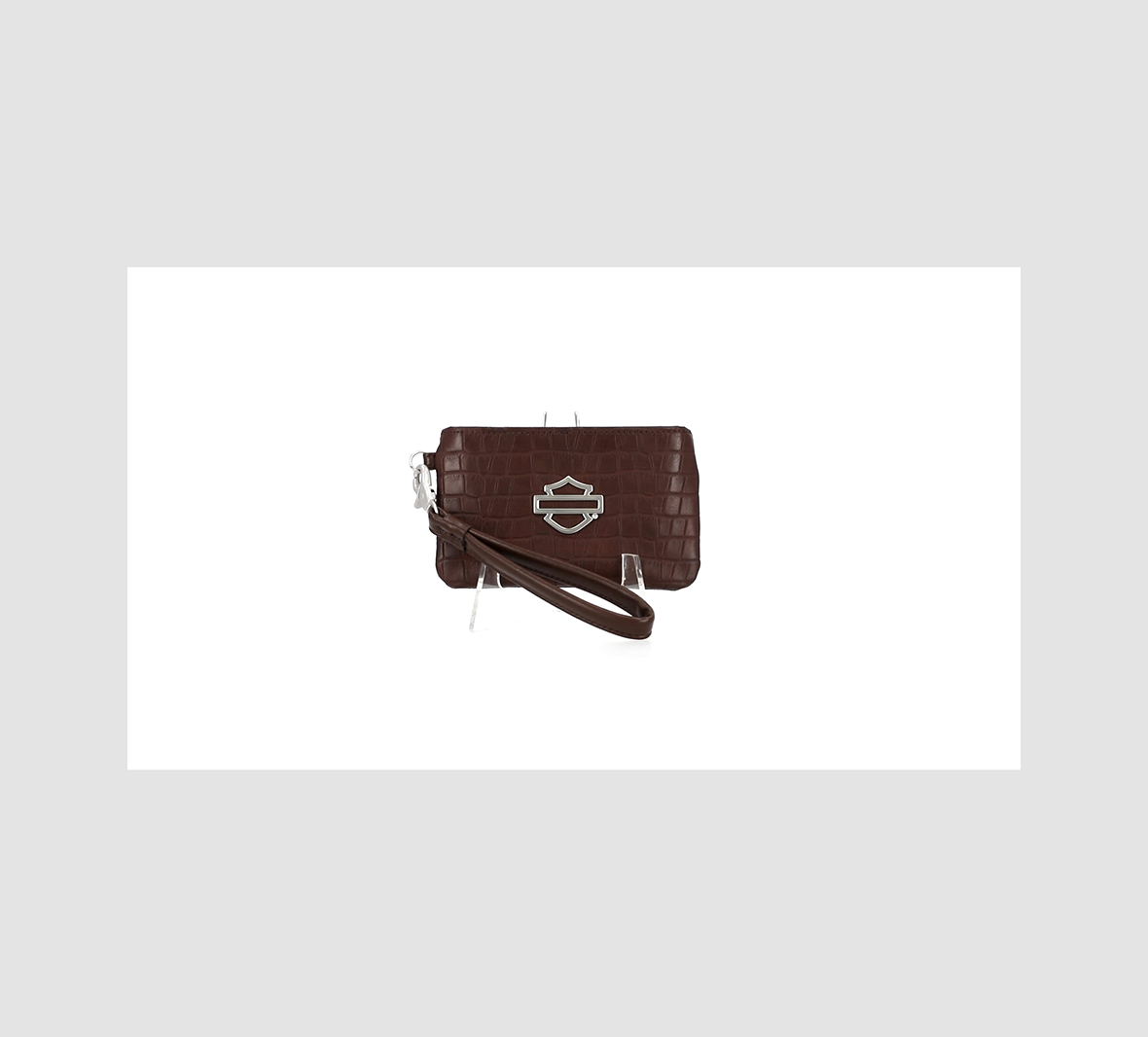 Croco Bar & Shield Coin Case With Wristlet