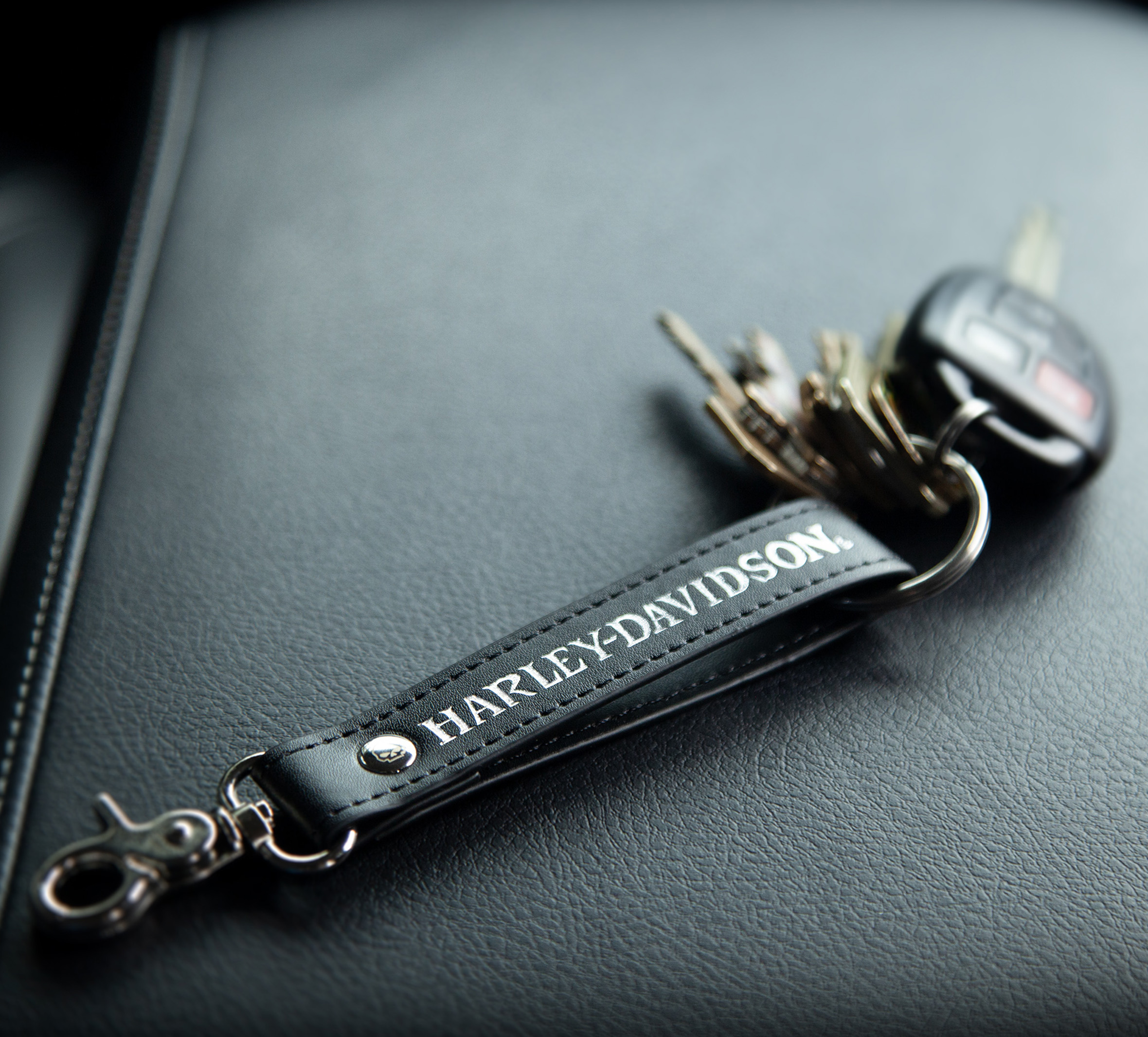 Skull Design Black Strap Key Chain