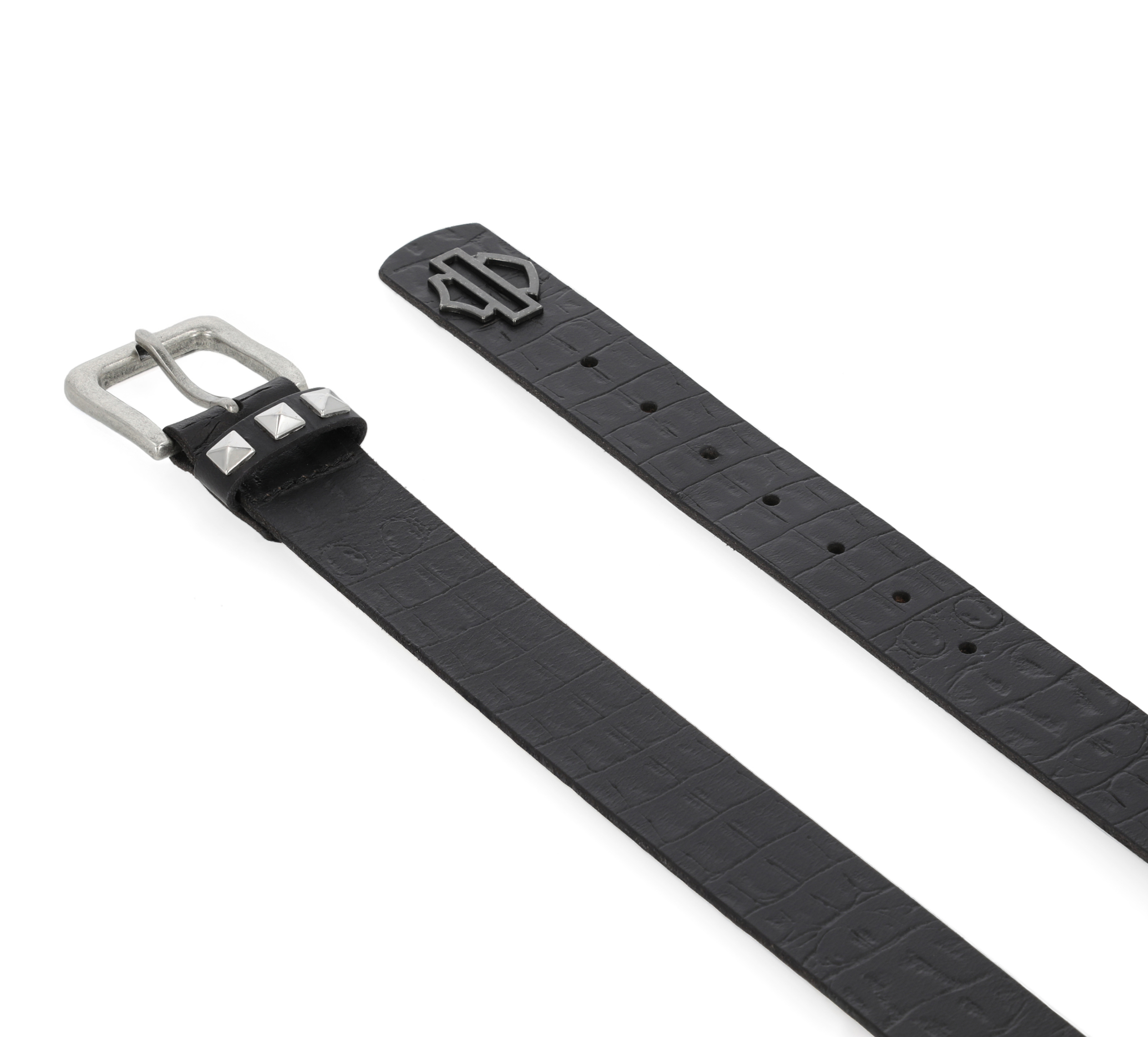 Croco Embossed Open Bar & Shield Belt