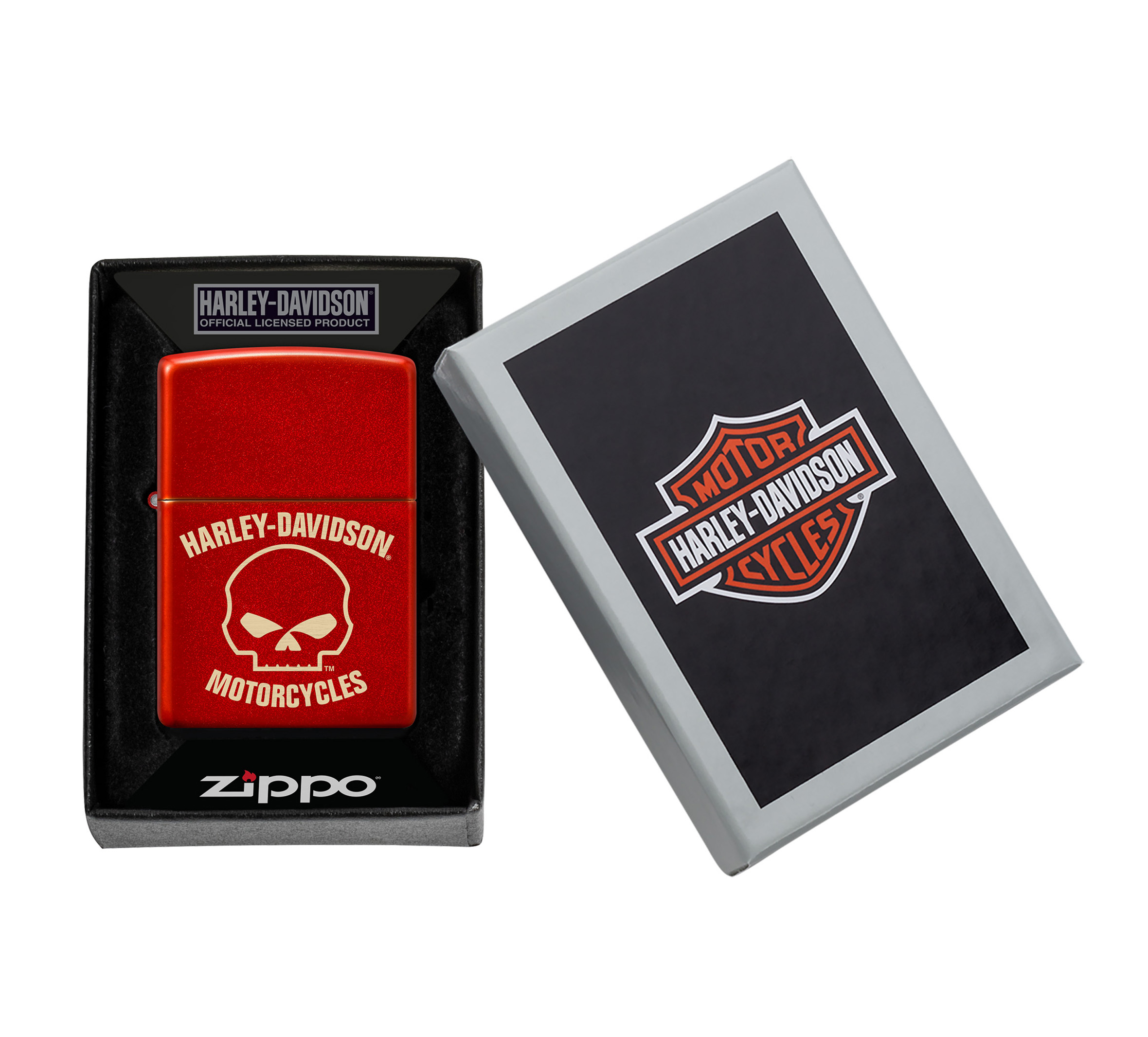Harley Davidson Willie G Skull Laser Metallic Red Windproof Lighter